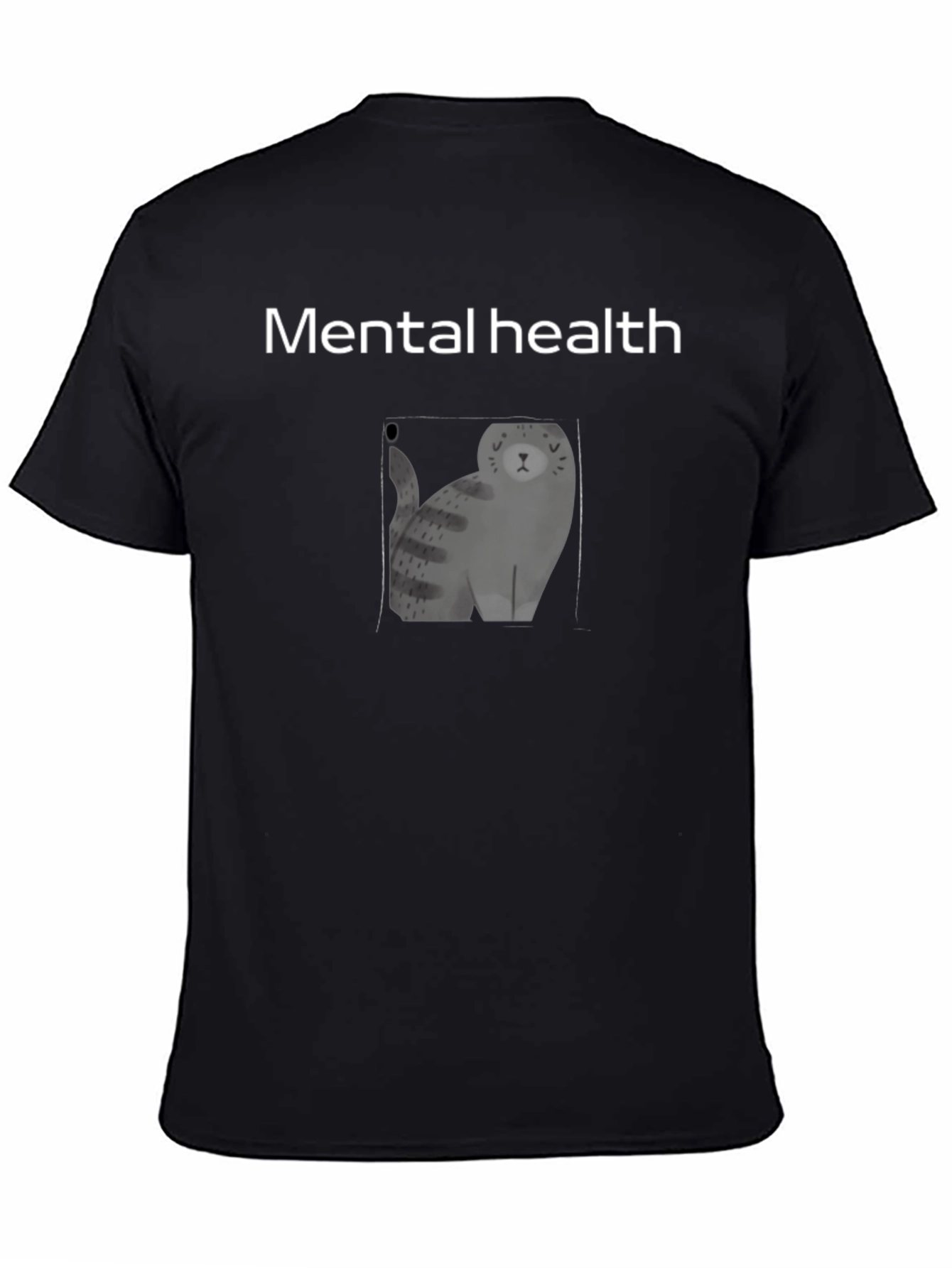 Mental Health Cat Graphic Black Tee