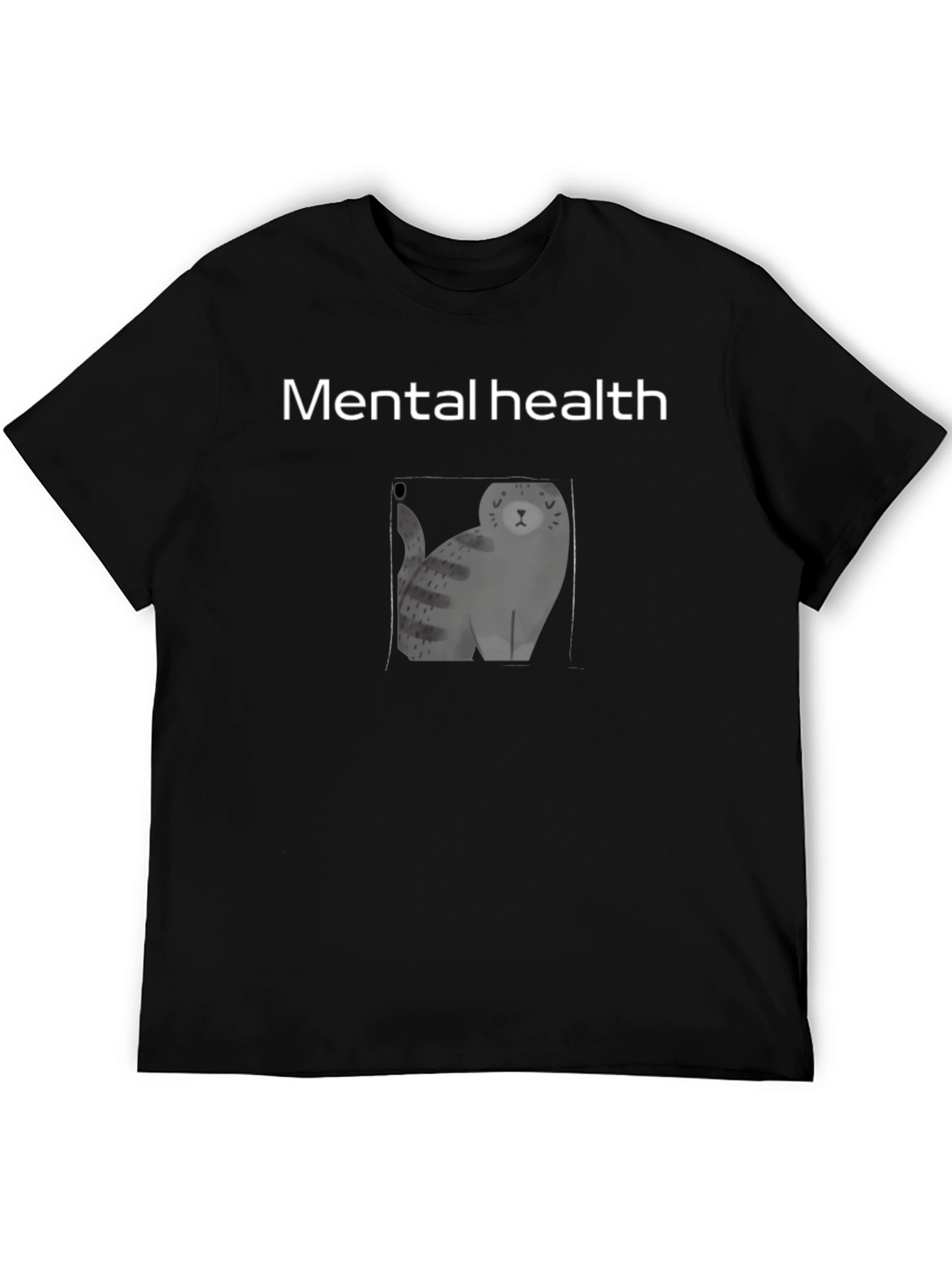 Mental Health Cat Graphic Black Tee