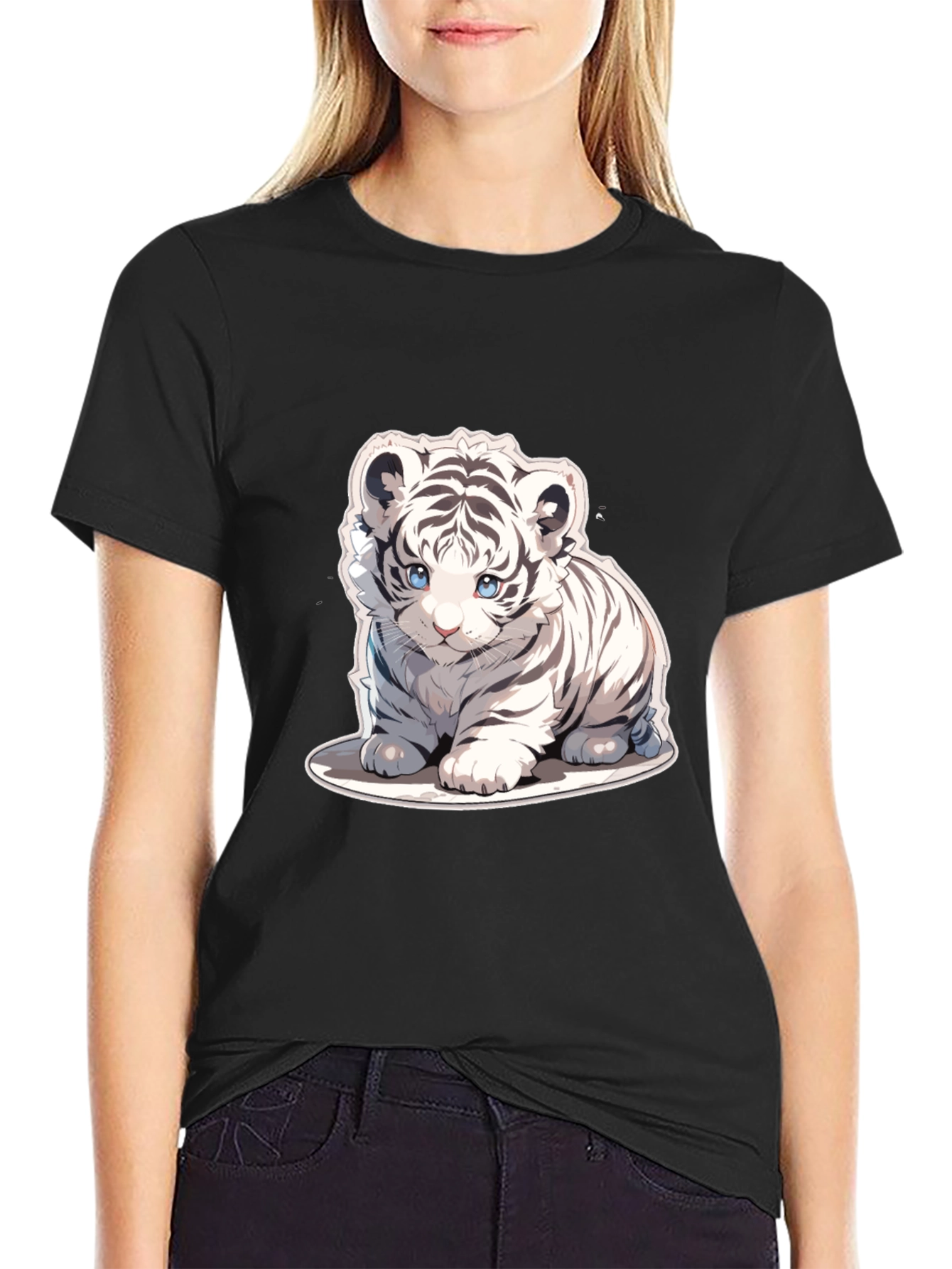 Cute White Tiger Cub Graphic Tee