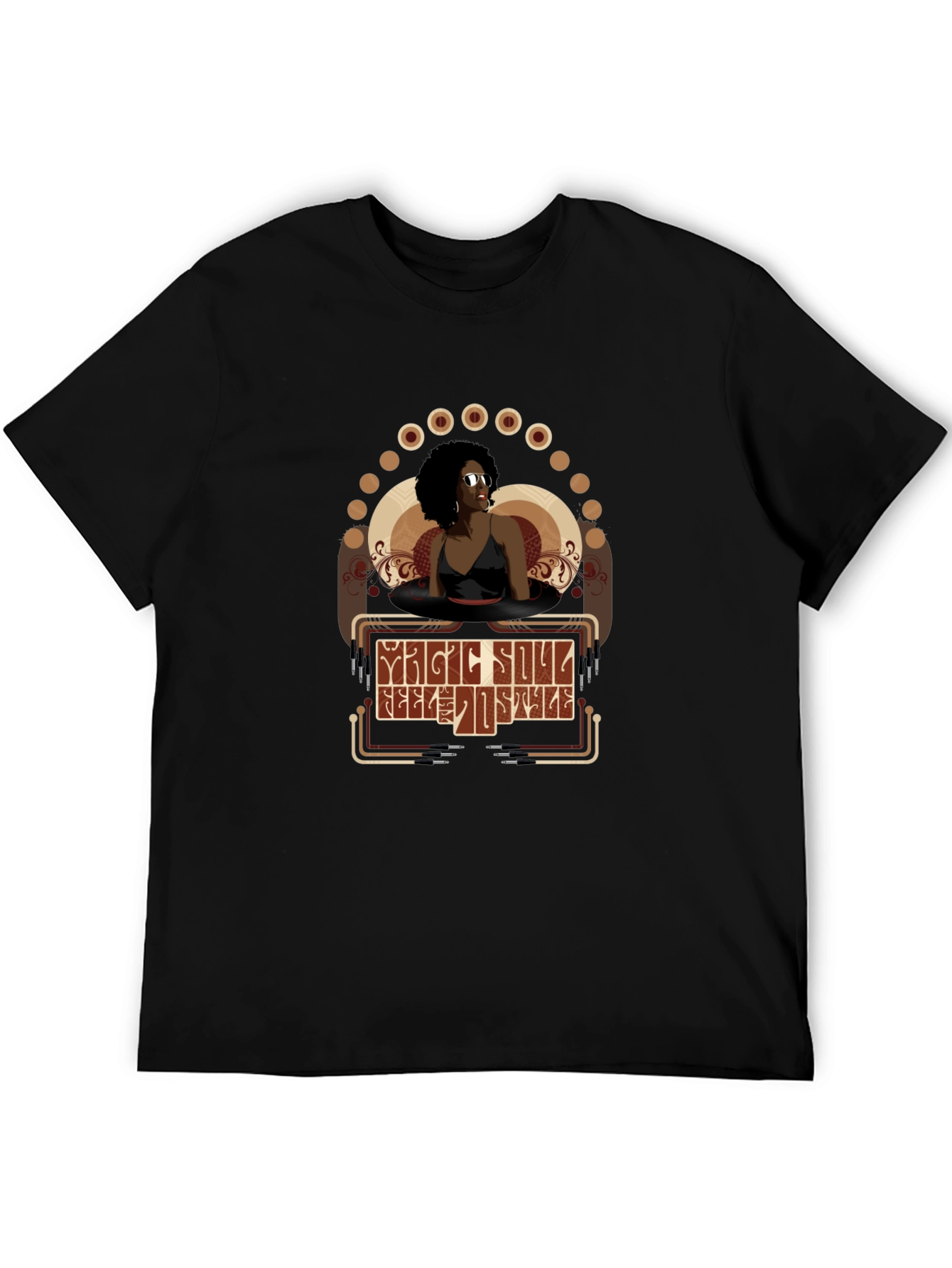 Magic Soul Female Portrait Black T-Shirt