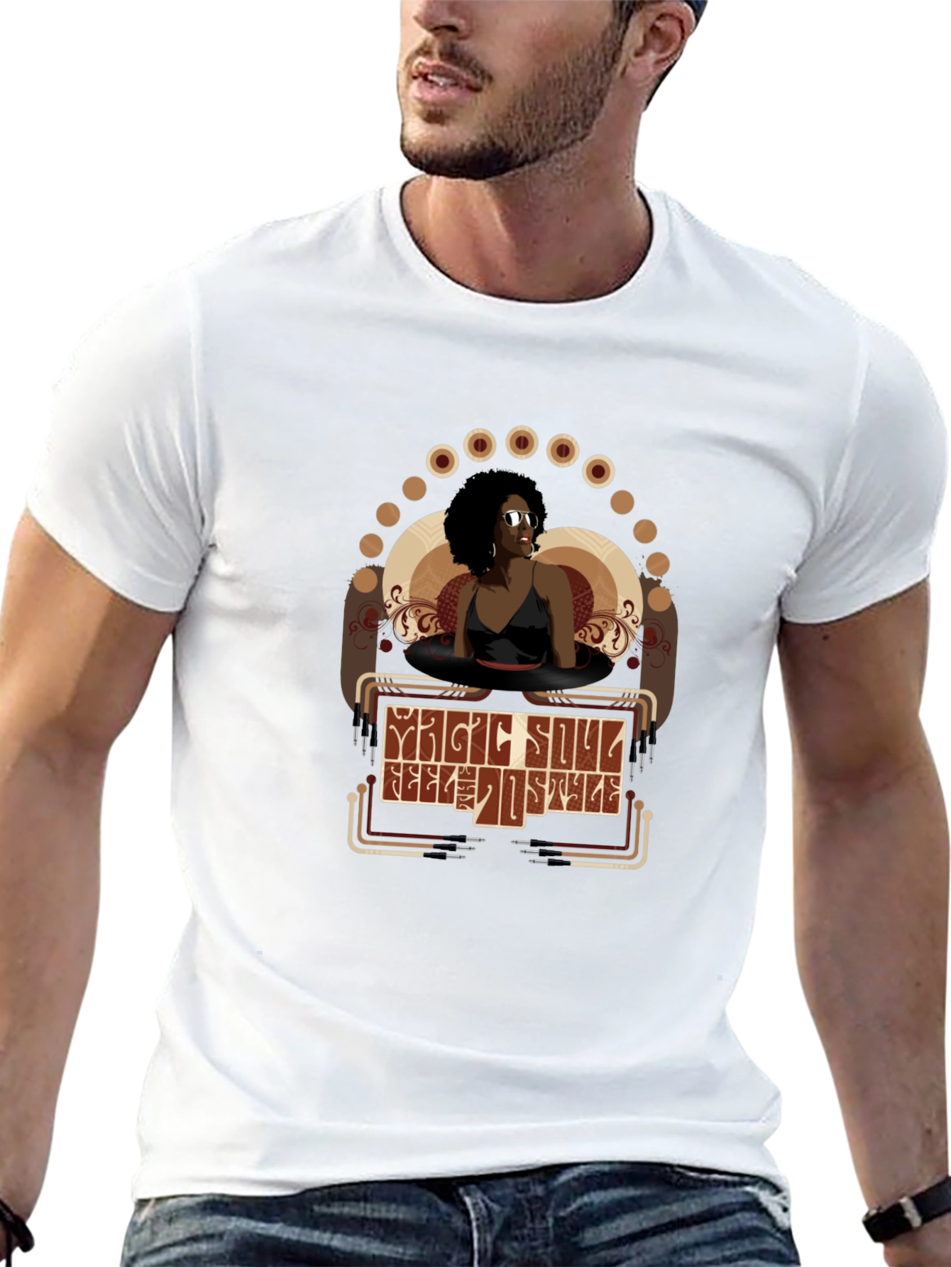 Magic Soul Female Portrait Black T-Shirt