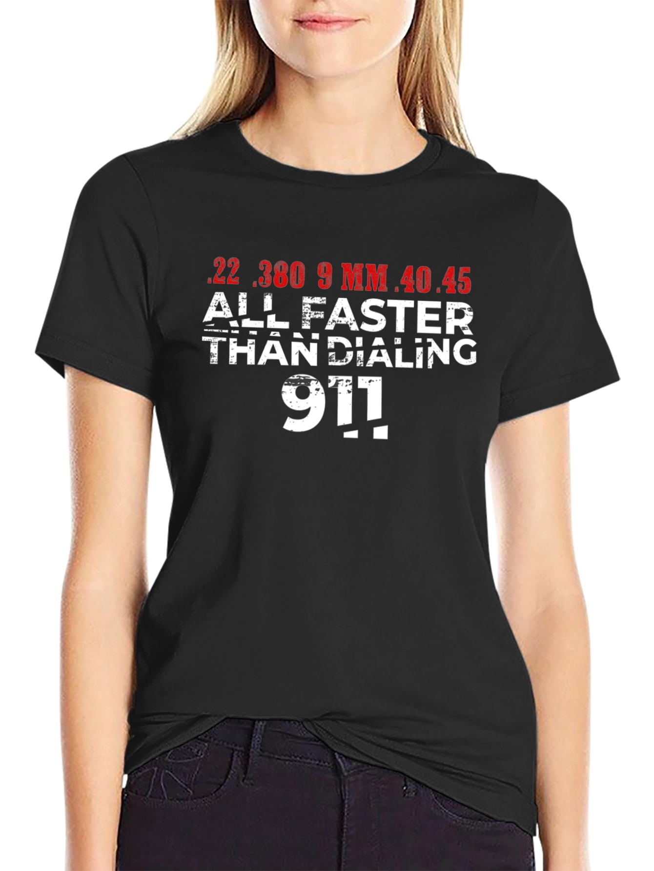 Faster Than Dialing 911 Black T-Shirt