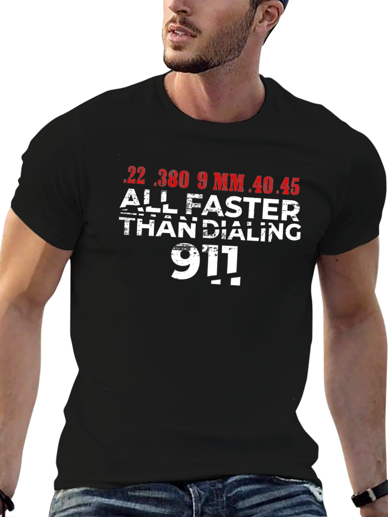 Faster Than Dialing 911 Black T-Shirt