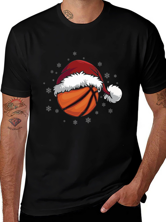 Basketball Santa Hat Graphic Tee