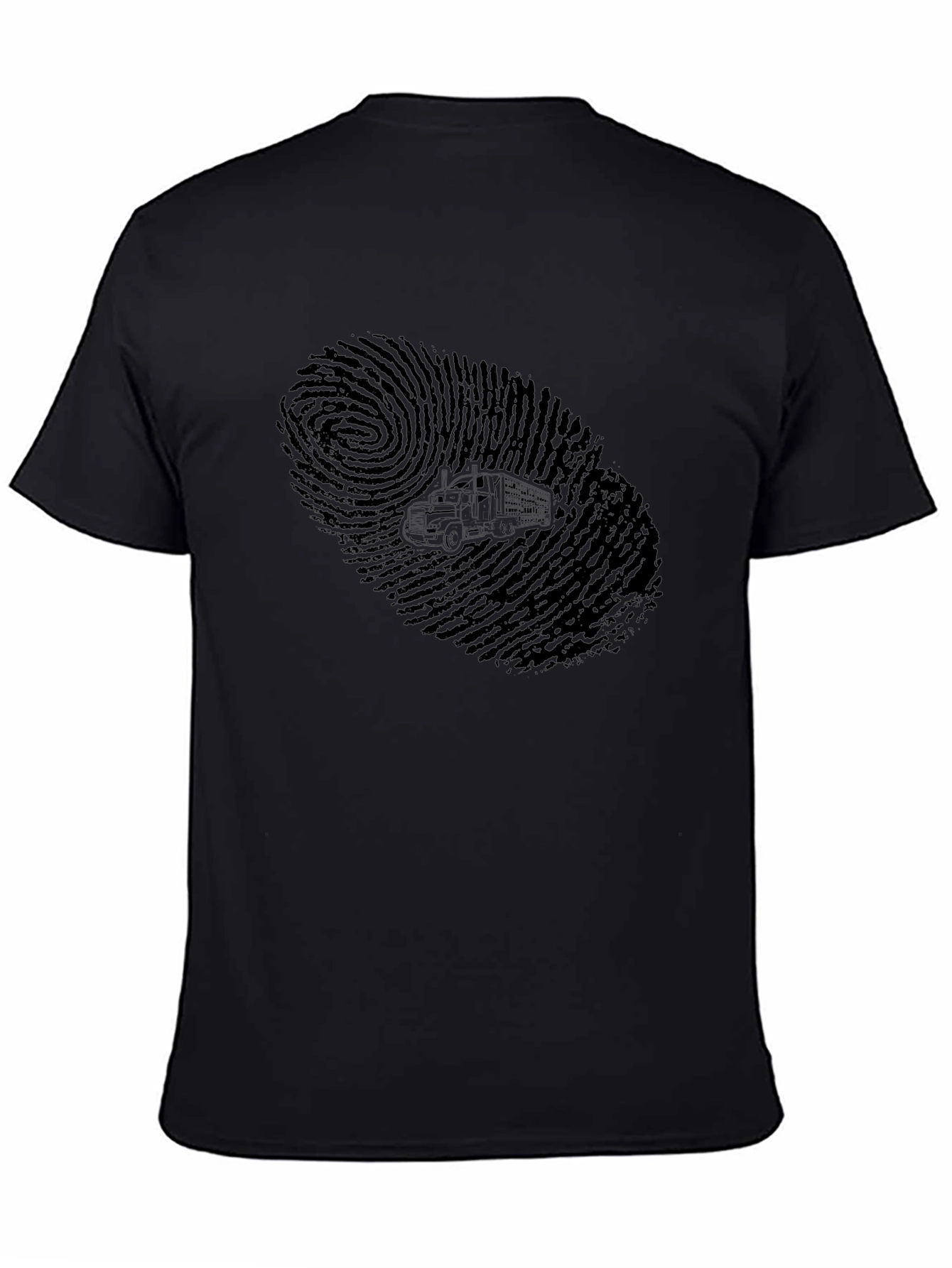 Trucker Fingerprint Graphic Tee - Black Cotton T-Shirt