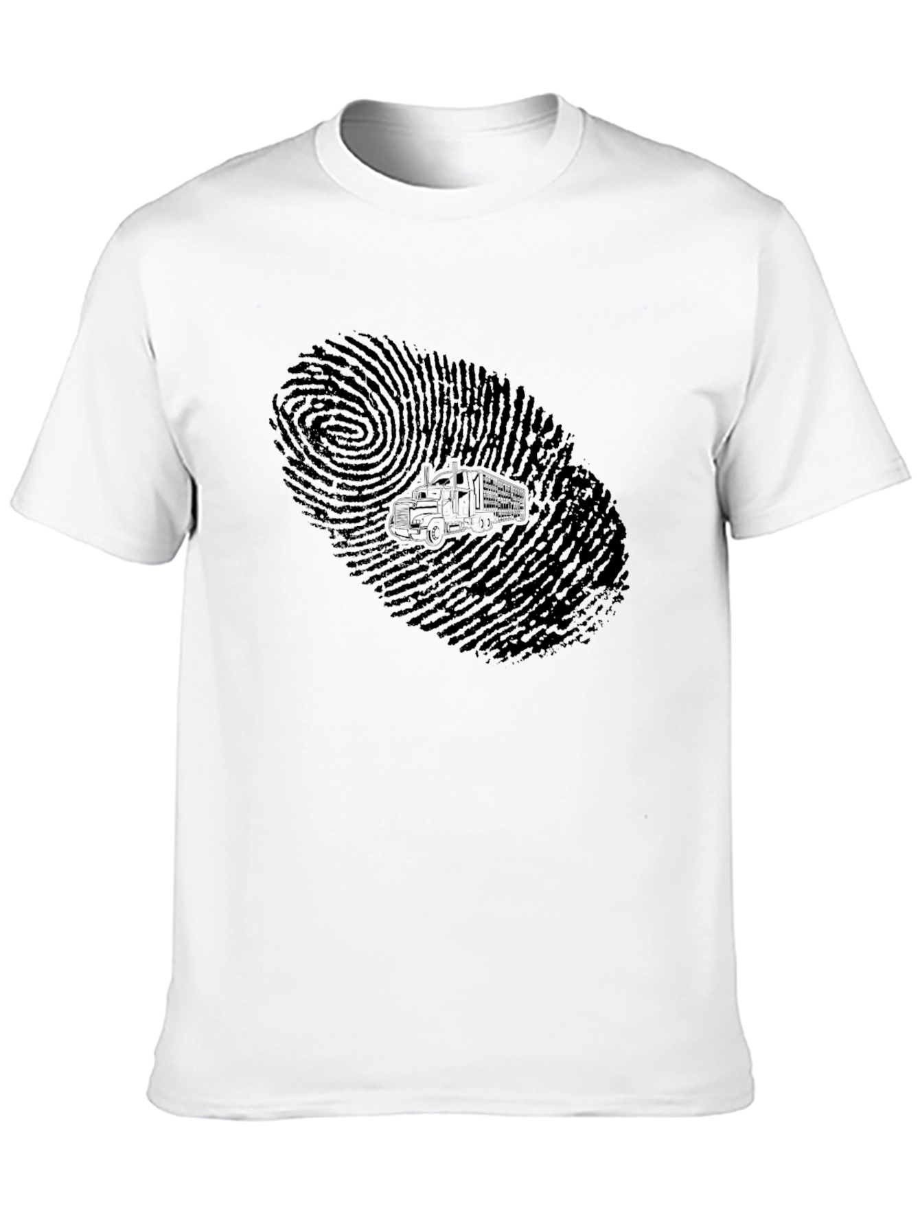 Trucker Fingerprint Graphic Tee - Black Cotton T-Shirt