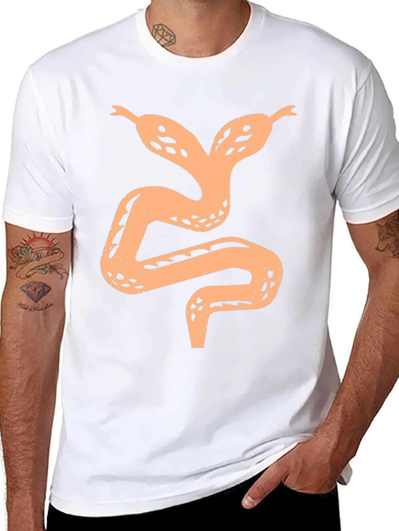 Two-Headed Snake Graphic Tee - Black Cotton Shirt