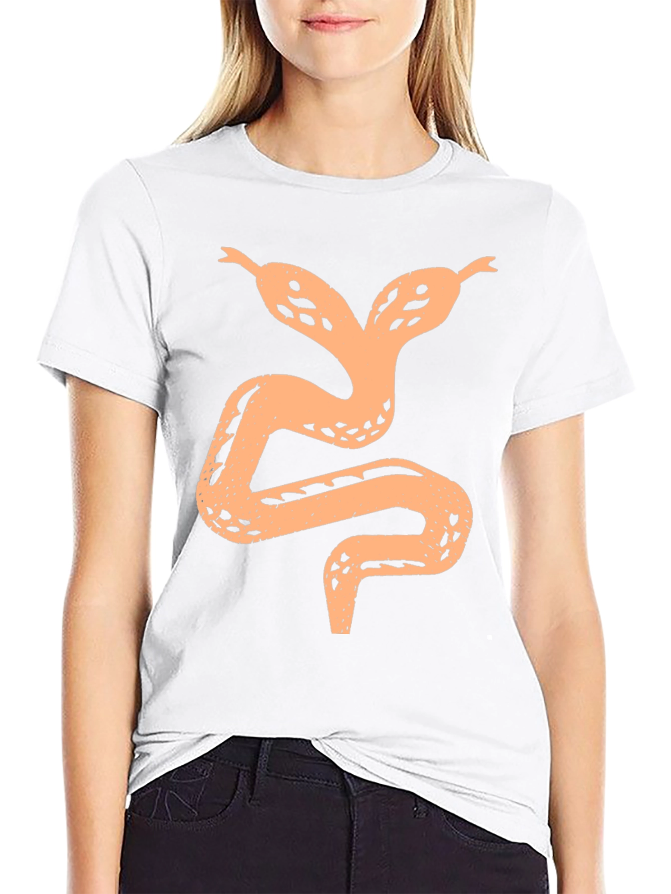 Two-Headed Snake Graphic Tee - Black Cotton Shirt