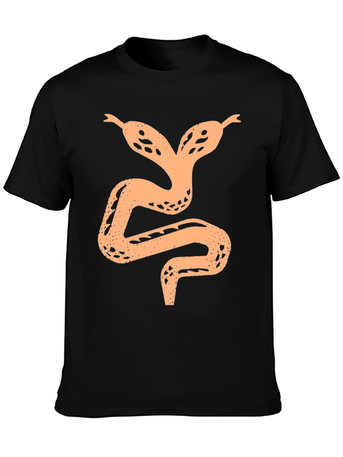 Two-Headed Snake Graphic Tee - Black Cotton Shirt