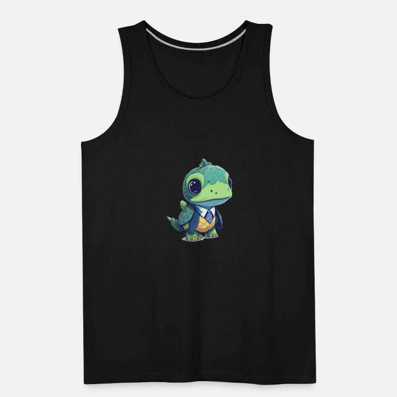 The Baby turtle wears a cool suit.