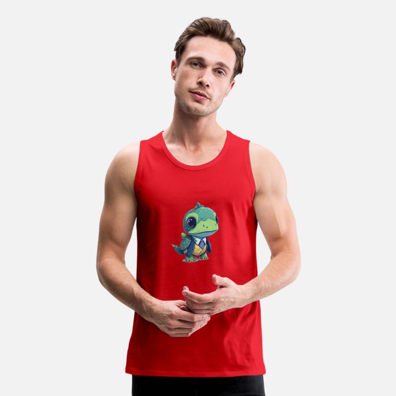 The Baby turtle wears a cool suit.