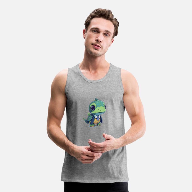 The Baby turtle wears a cool suit.