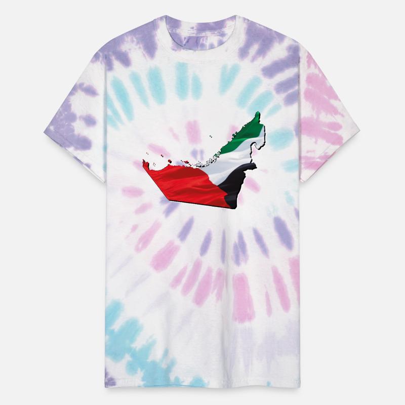 The Emirates (UAE) Flag in Emirates (UAE) Map