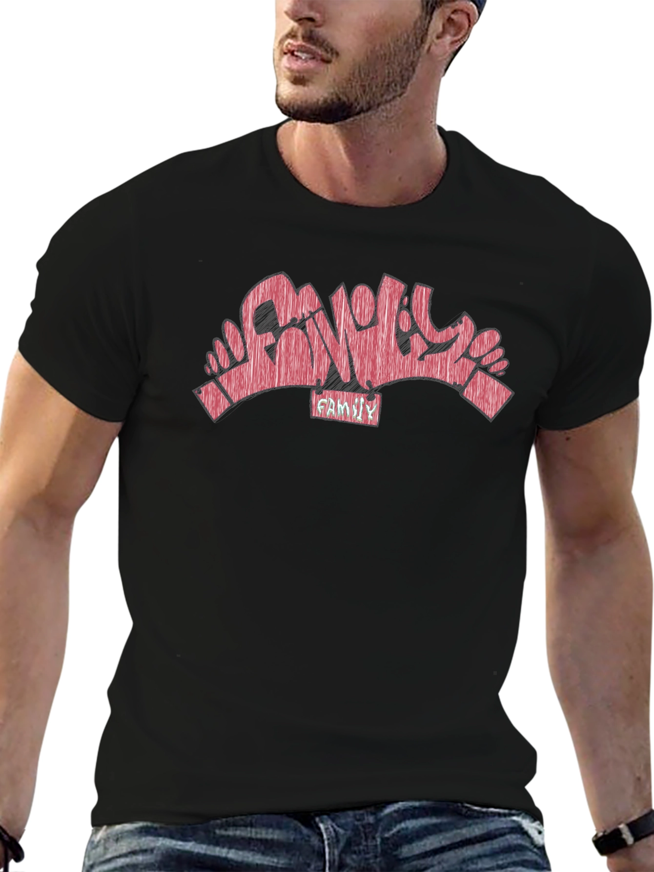 Family Graffiti Style Black T-Shirt
