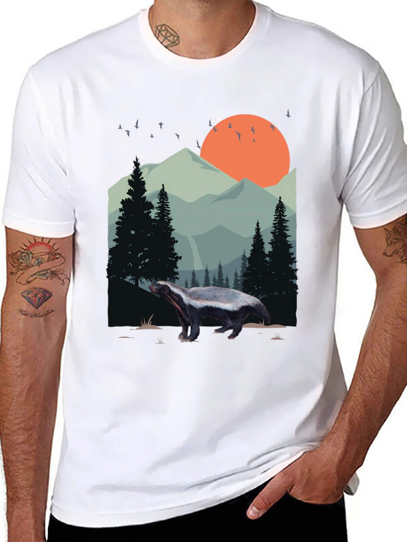 Wildlife Badger Graphic Tee - Nature Lover Shirt