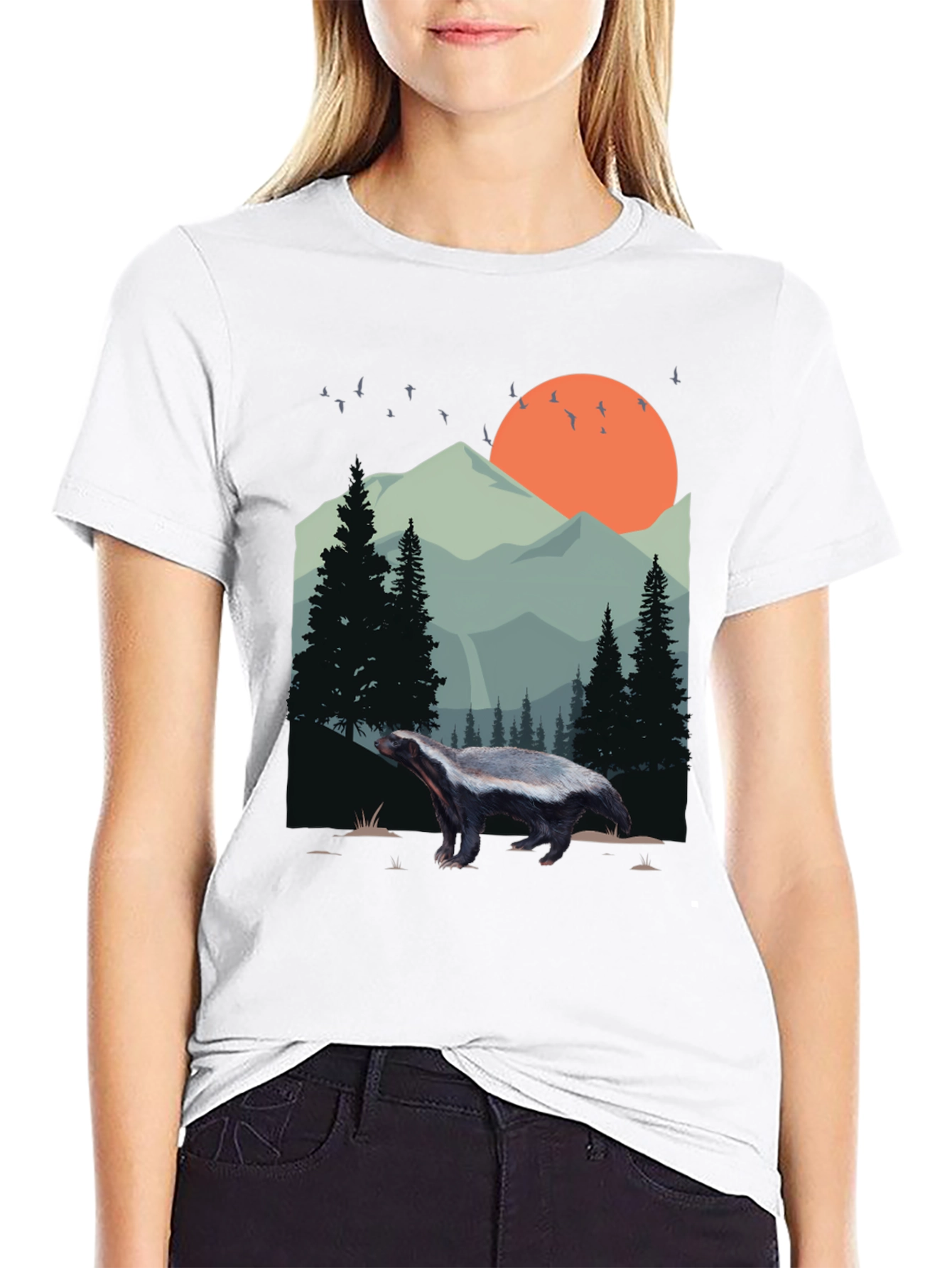 Wildlife Badger Graphic Tee - Nature Lover Shirt