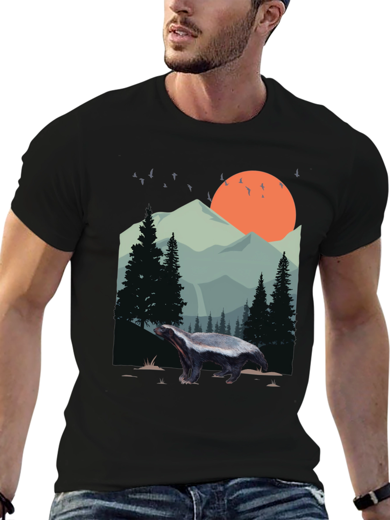 Wildlife Badger Graphic Tee - Nature Lover Shirt
