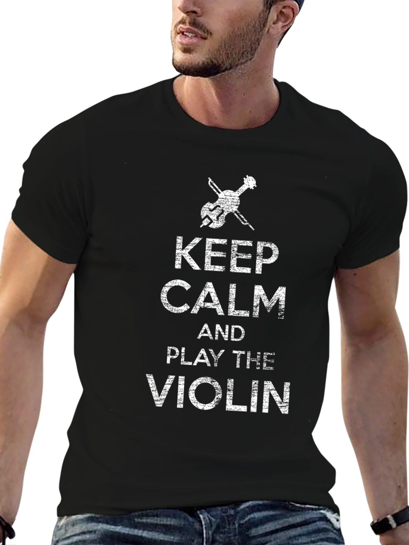 Keep Calm & Play the Violin Black Graphic Tee