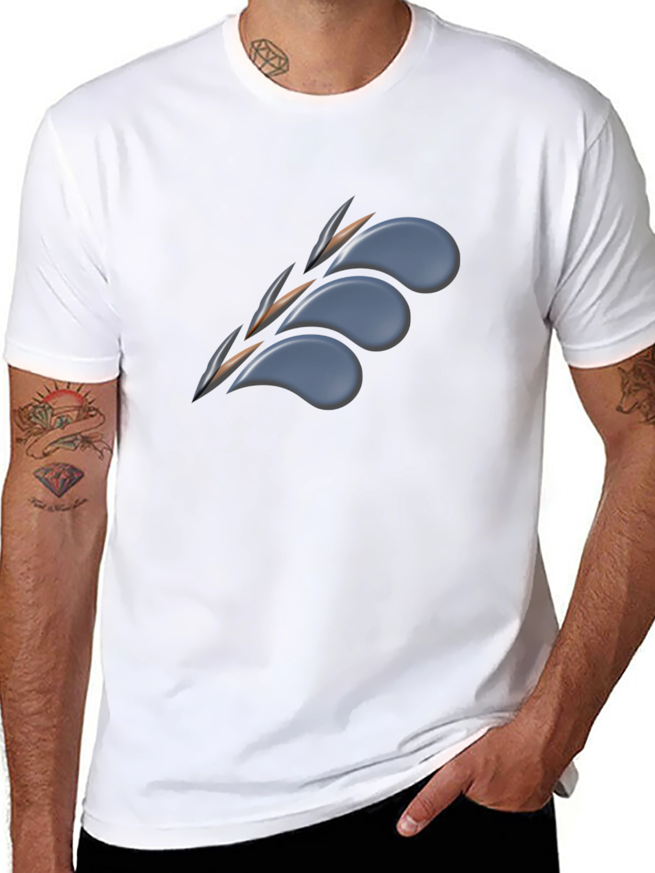 Mens Black Graphic Tee - Claw Mark Design