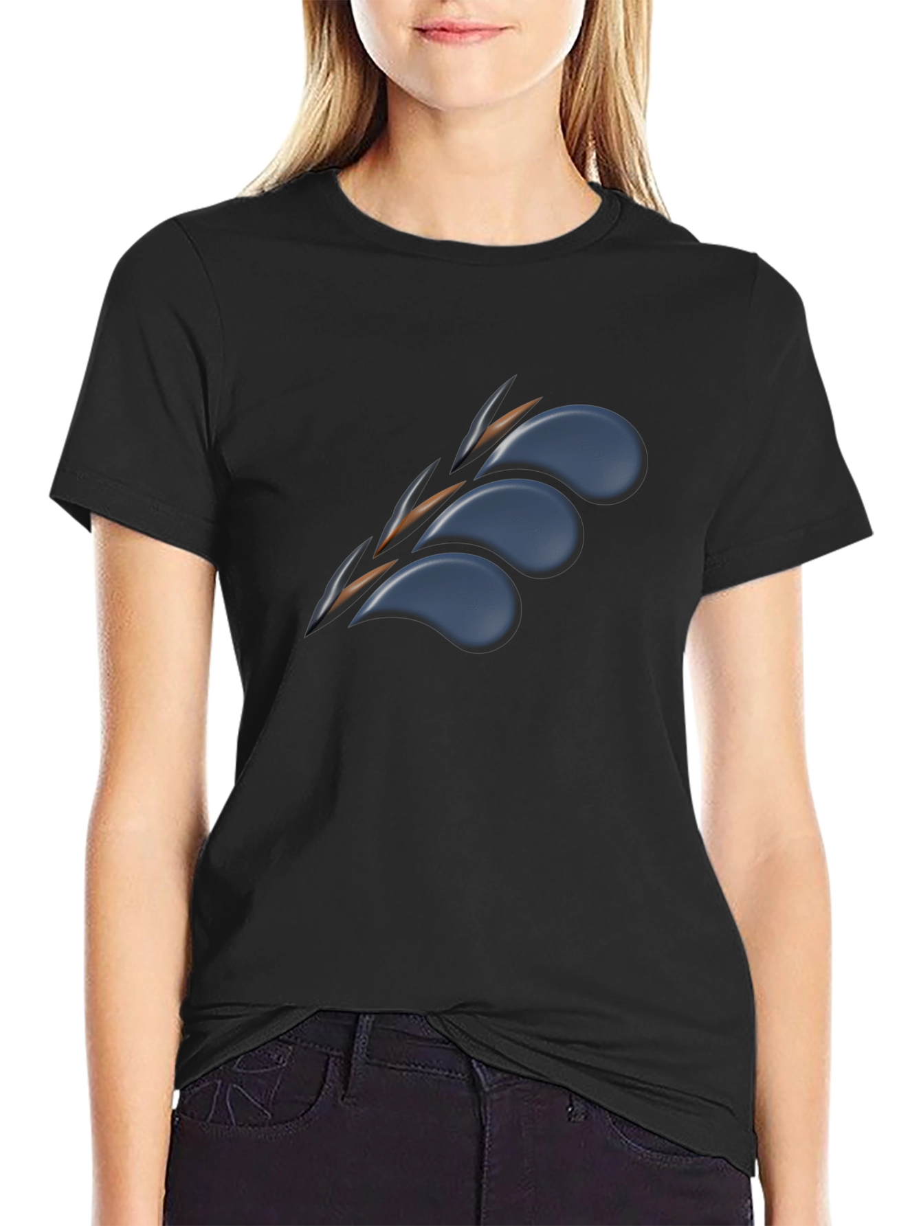 Mens Black Graphic Tee - Claw Mark Design