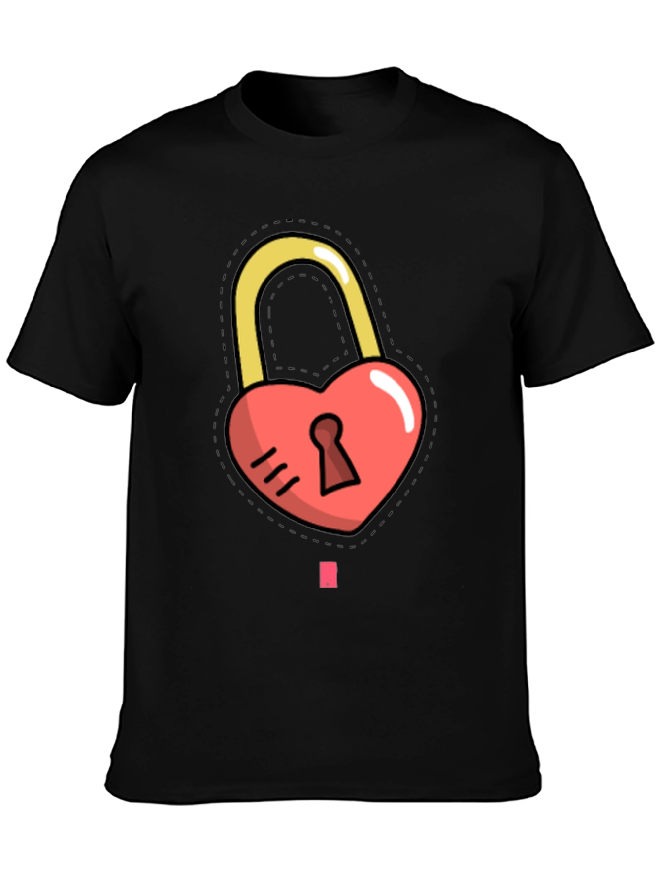 Heart Padlock Graphic Tee - Stylish Black T-Shirt