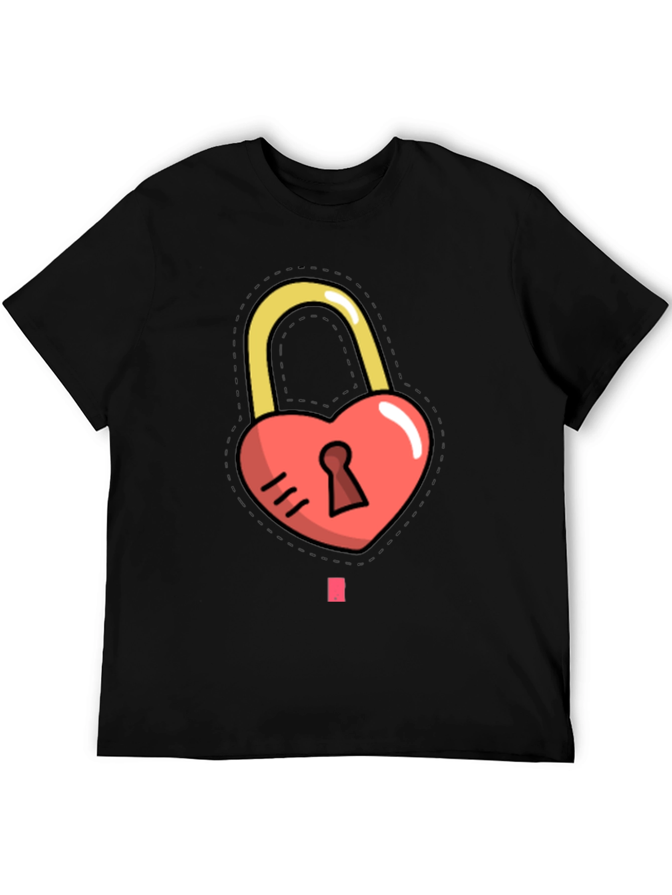 Heart Padlock Graphic Tee - Stylish Black T-Shirt