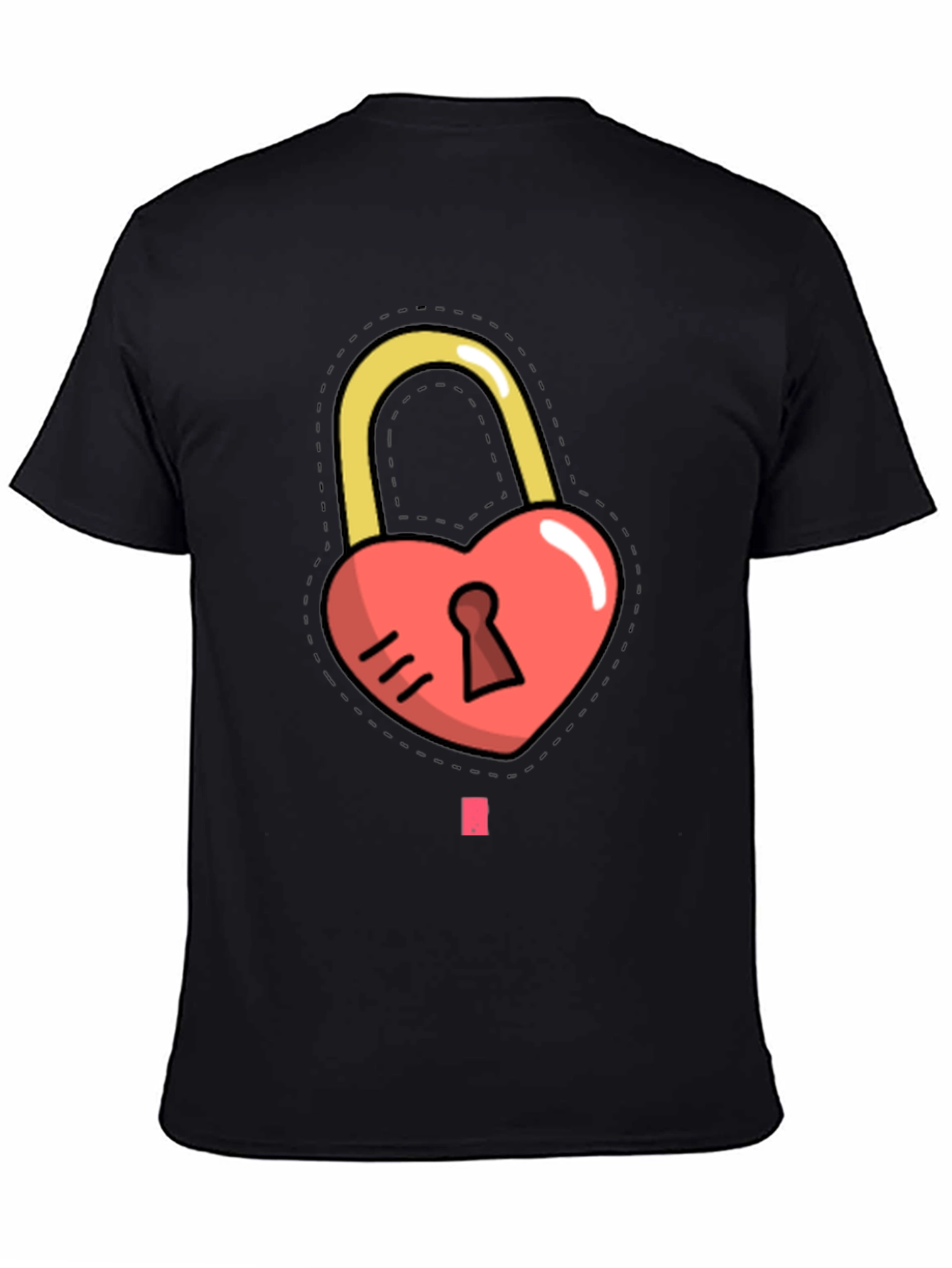 Heart Padlock Graphic Tee - Stylish Black T-Shirt