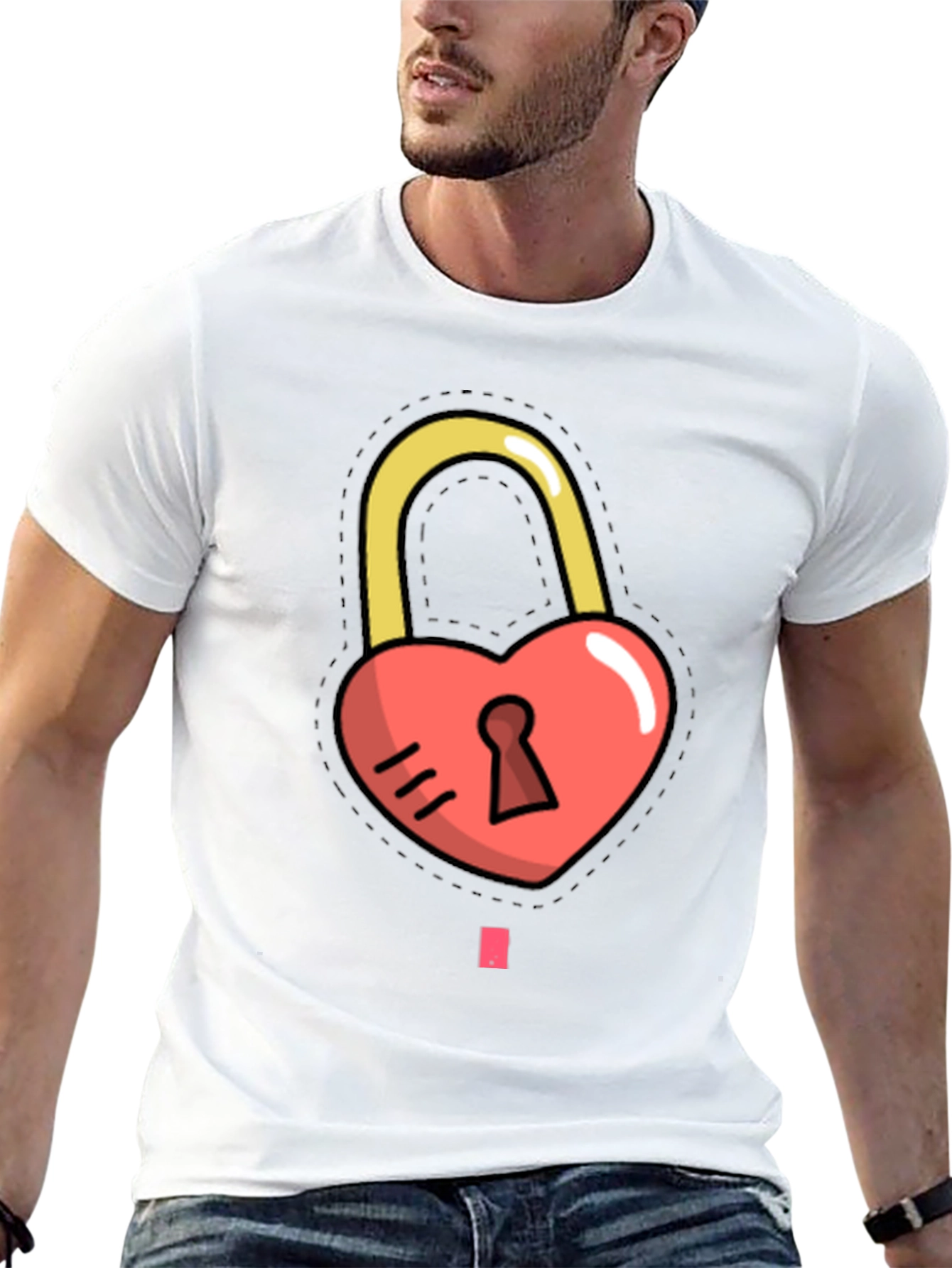 Heart Padlock Graphic Tee - Stylish Black T-Shirt