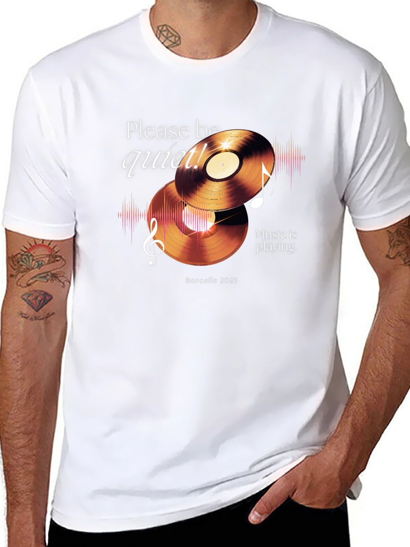 Please Be Quiet Record Music Tee