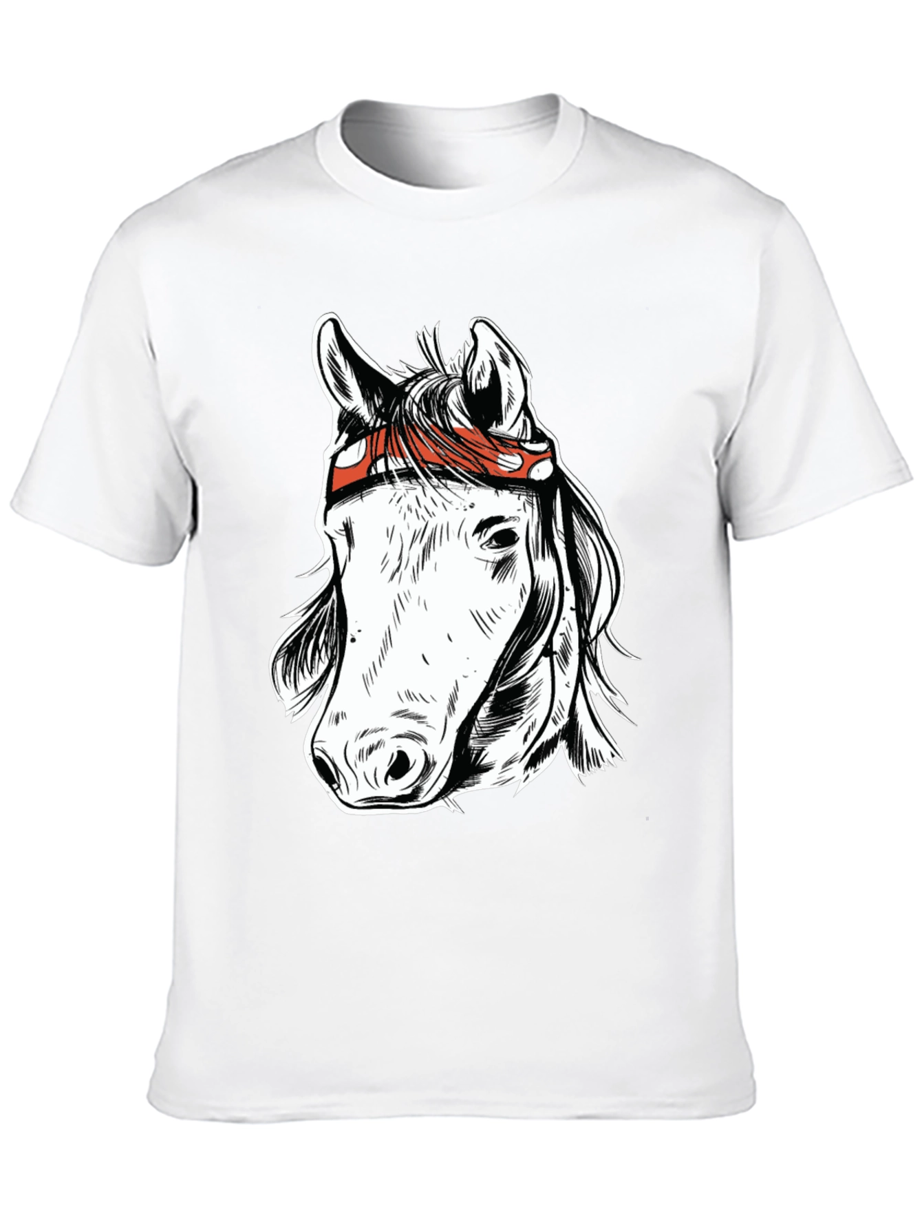 Horse Graphic Tee - Black Cotton Blend T-Shirt