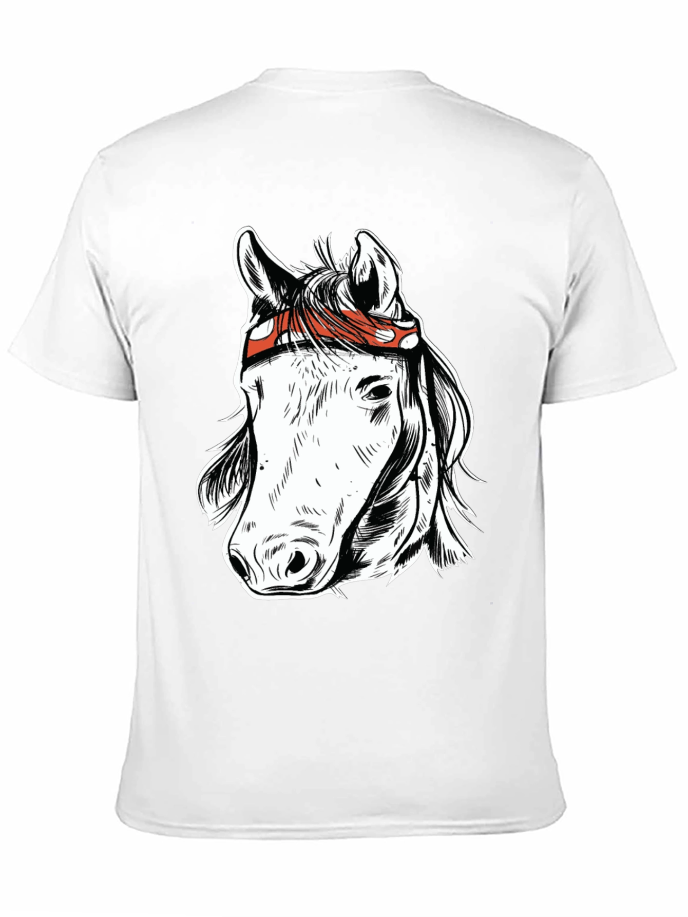 Horse Graphic Tee - Black Cotton Blend T-Shirt
