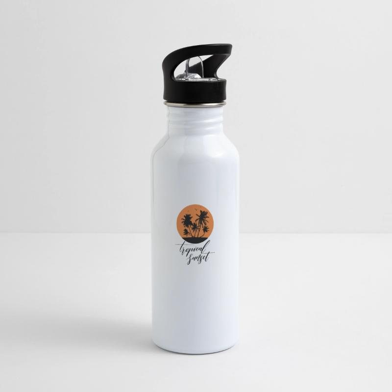 Tropical Sunset Typo With Silhouette Palm Tree