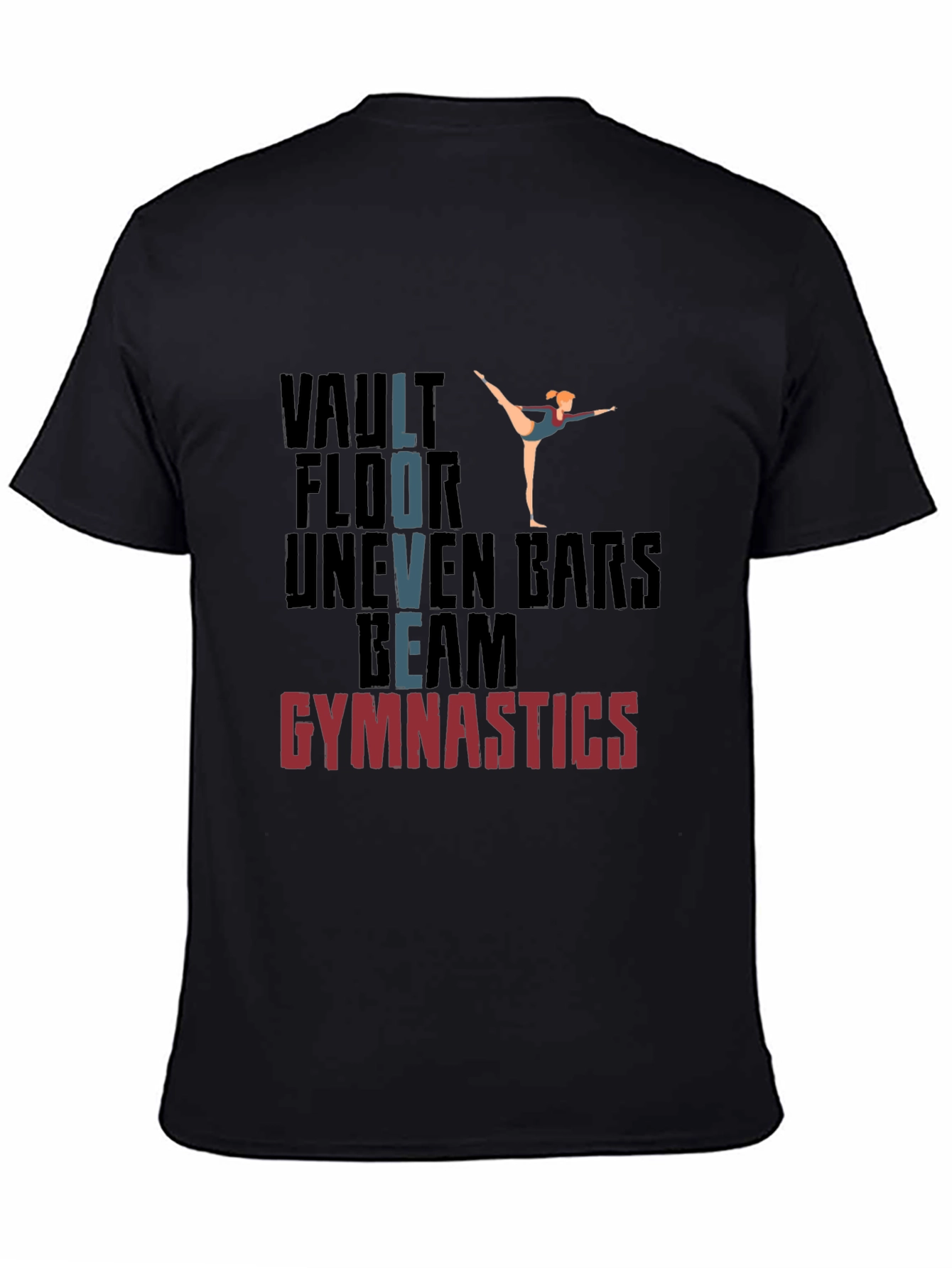 Gymnastics Tee: Vault Floor Beam Design