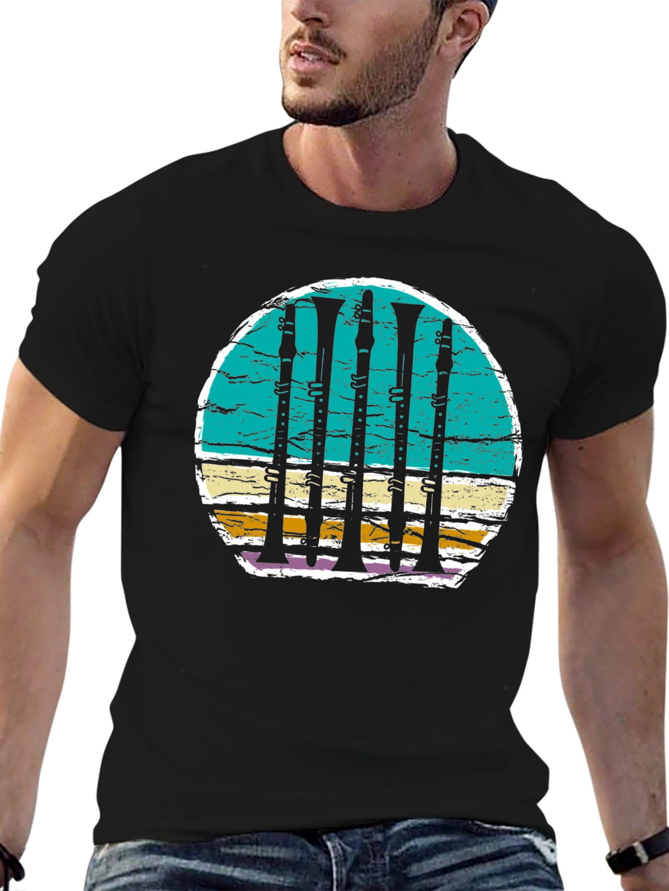 Clarinet Sunset Graphic Tee - Music Lovers T-Shirt