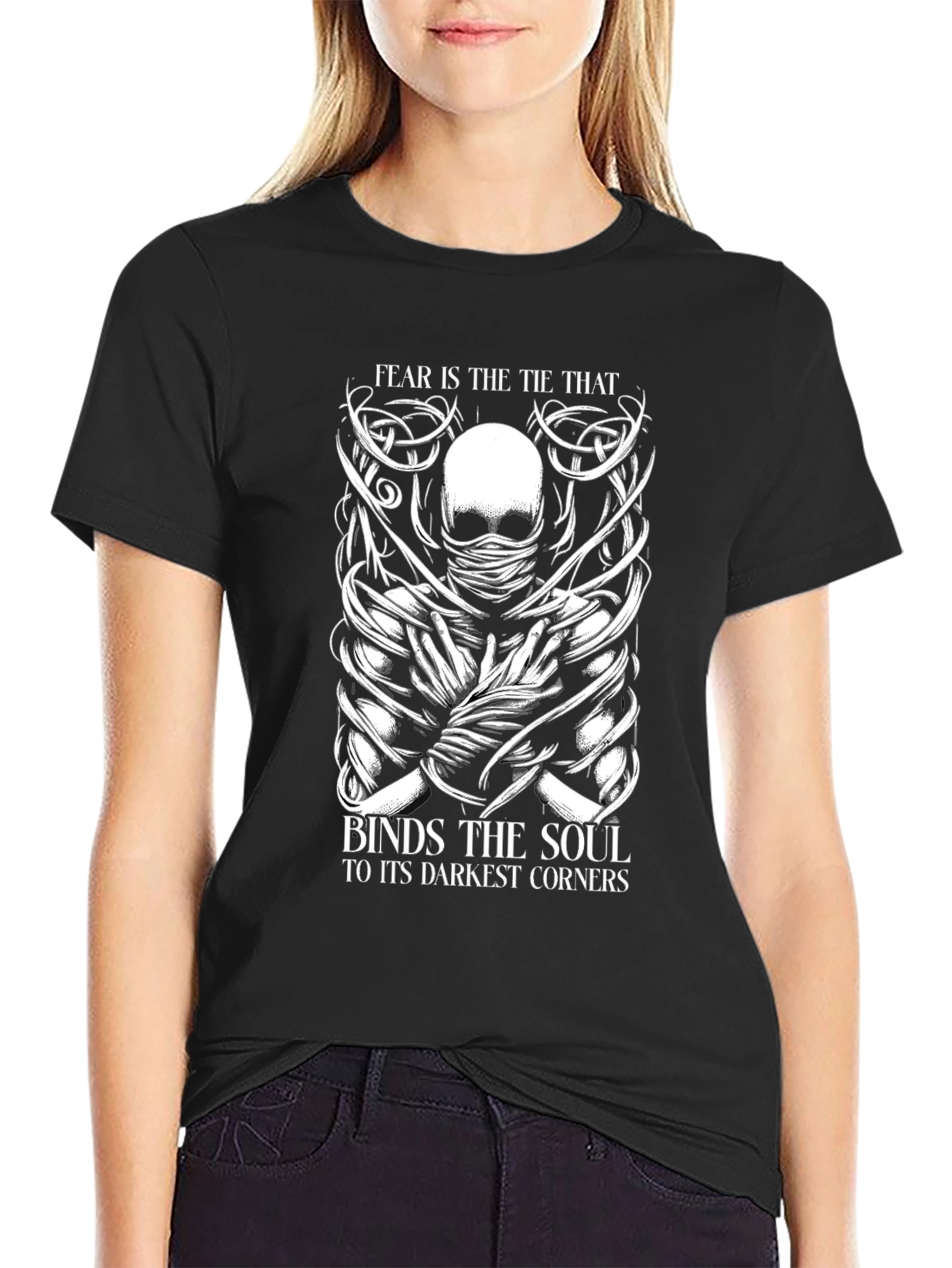 Fear Binds Soul Graphic T-Shirt - Dark Aesthetic Tee