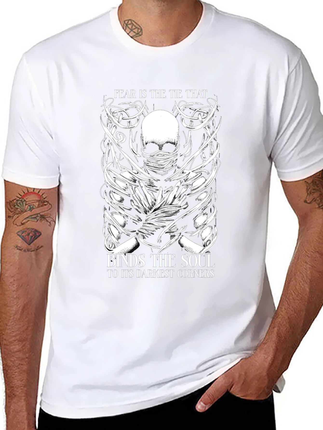Fear Binds Soul Graphic T-Shirt - Dark Aesthetic Tee