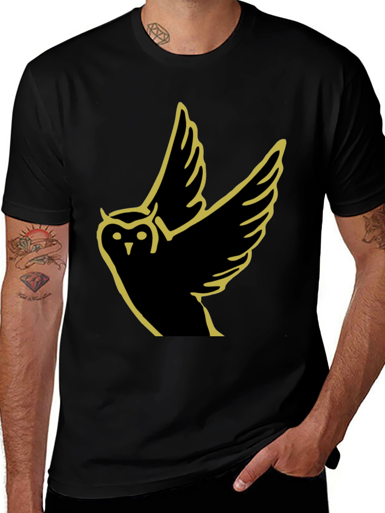 Owl Graphic Tee - Modern Black T-Shirt