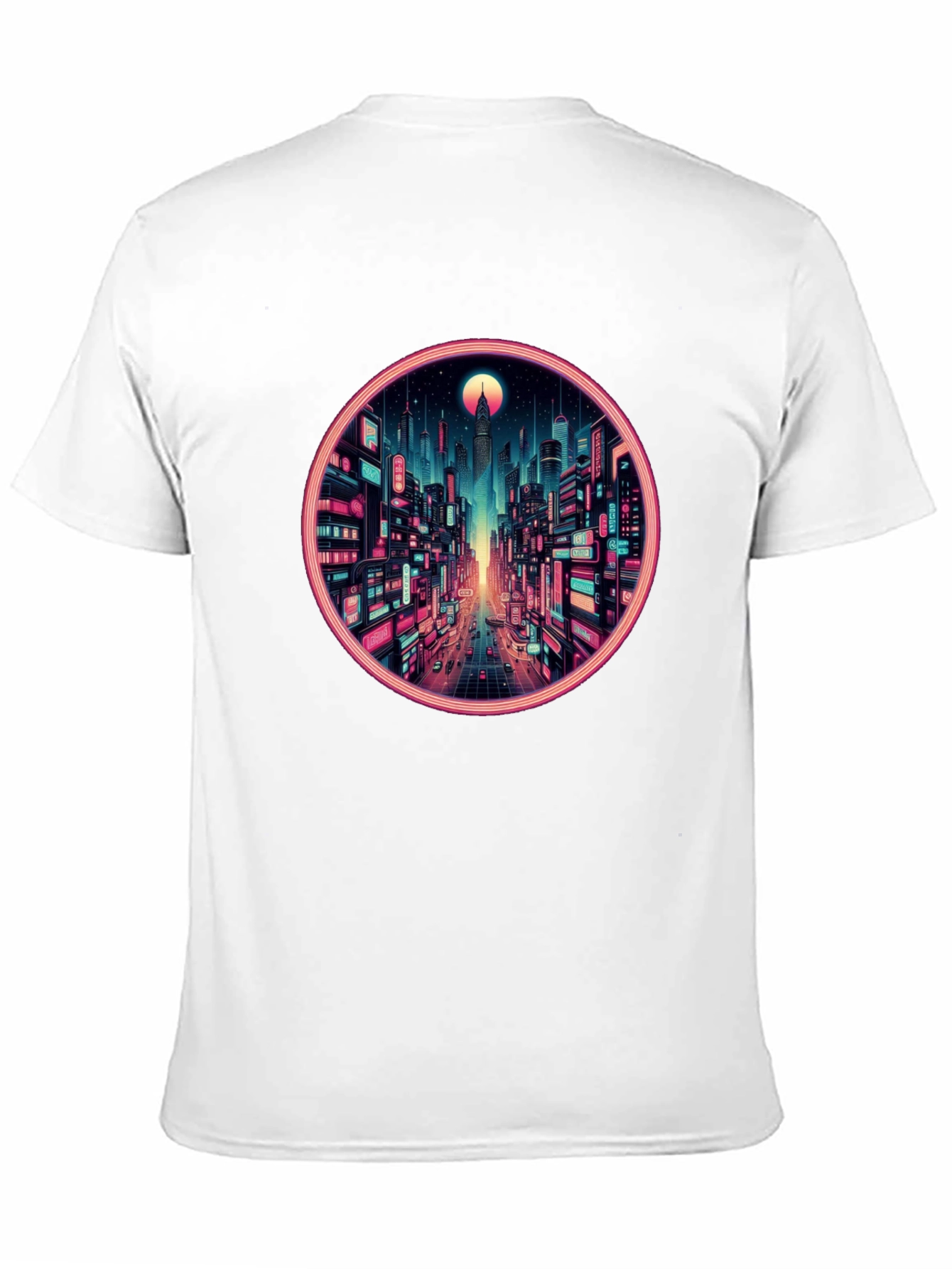 Cyberpunk Cityscape Graphic Tee - Retro Neon Design