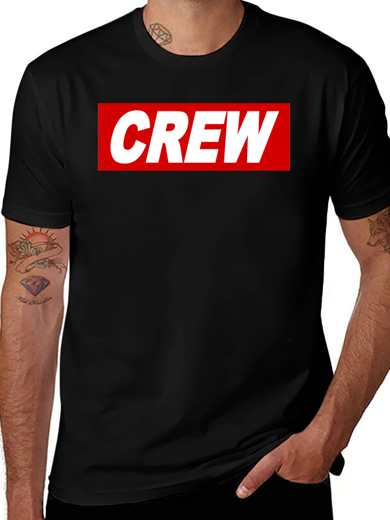 Crew Graphic Tee - Casual Black Cotton T-Shirt