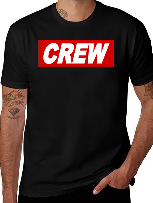 Crew Graphic Tee - Casual Black Cotton T-Shirt