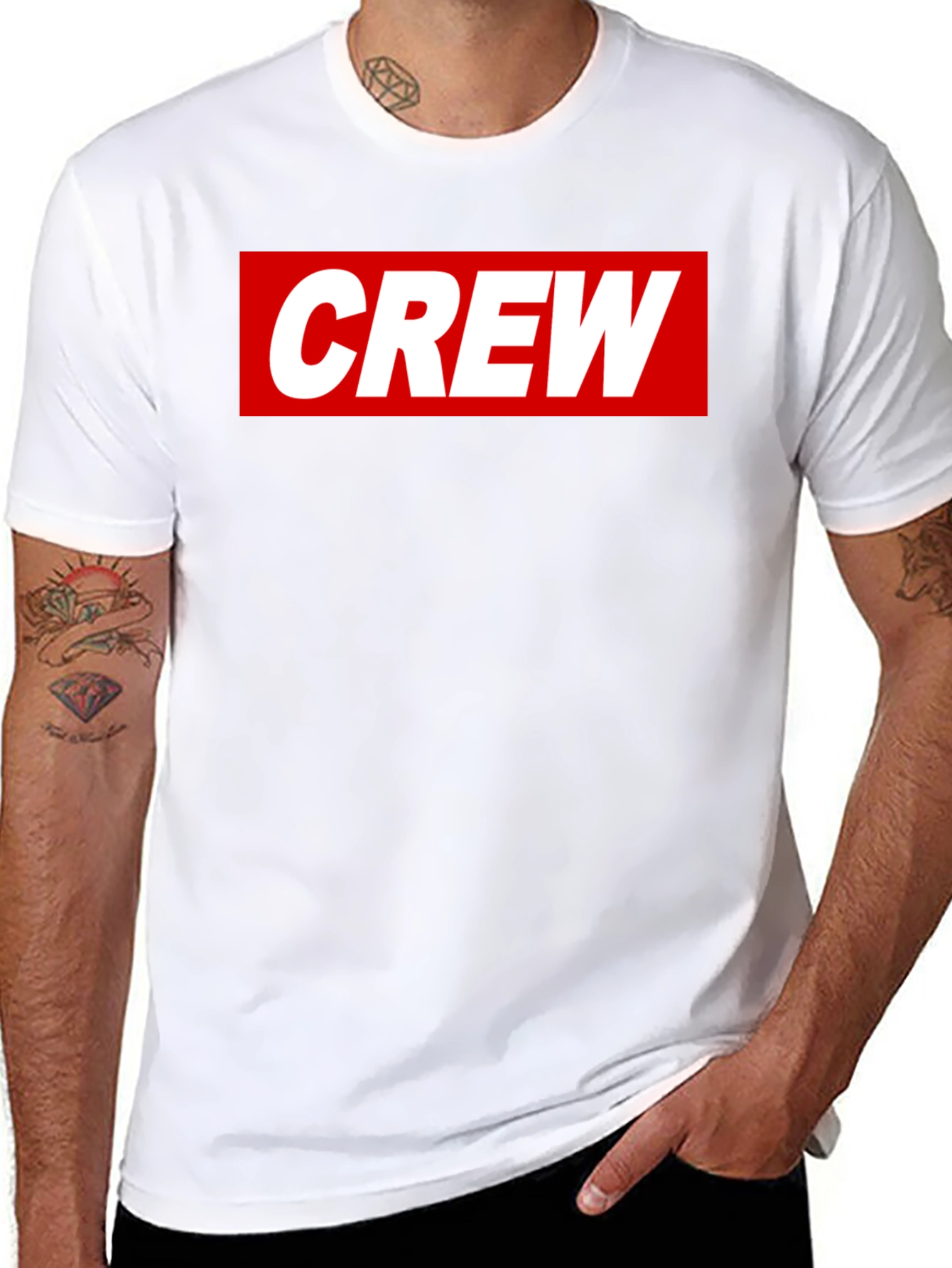 Crew Graphic Tee - Casual Black Cotton T-Shirt