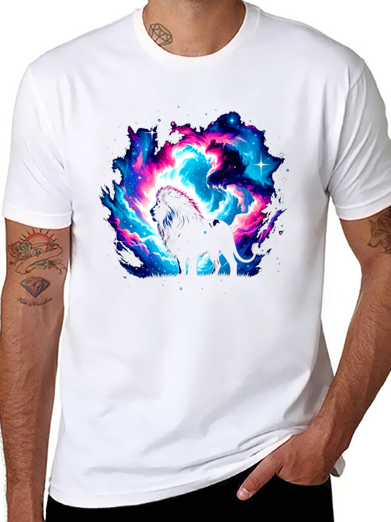 Galaxy Lion Graphic Black T-Shirt