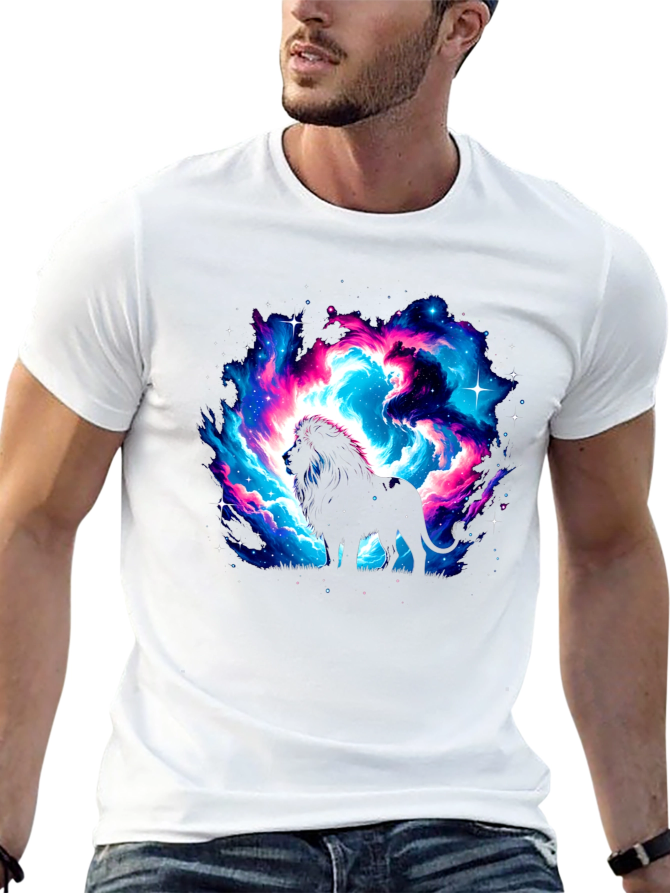 Galaxy Lion Graphic Black T-Shirt