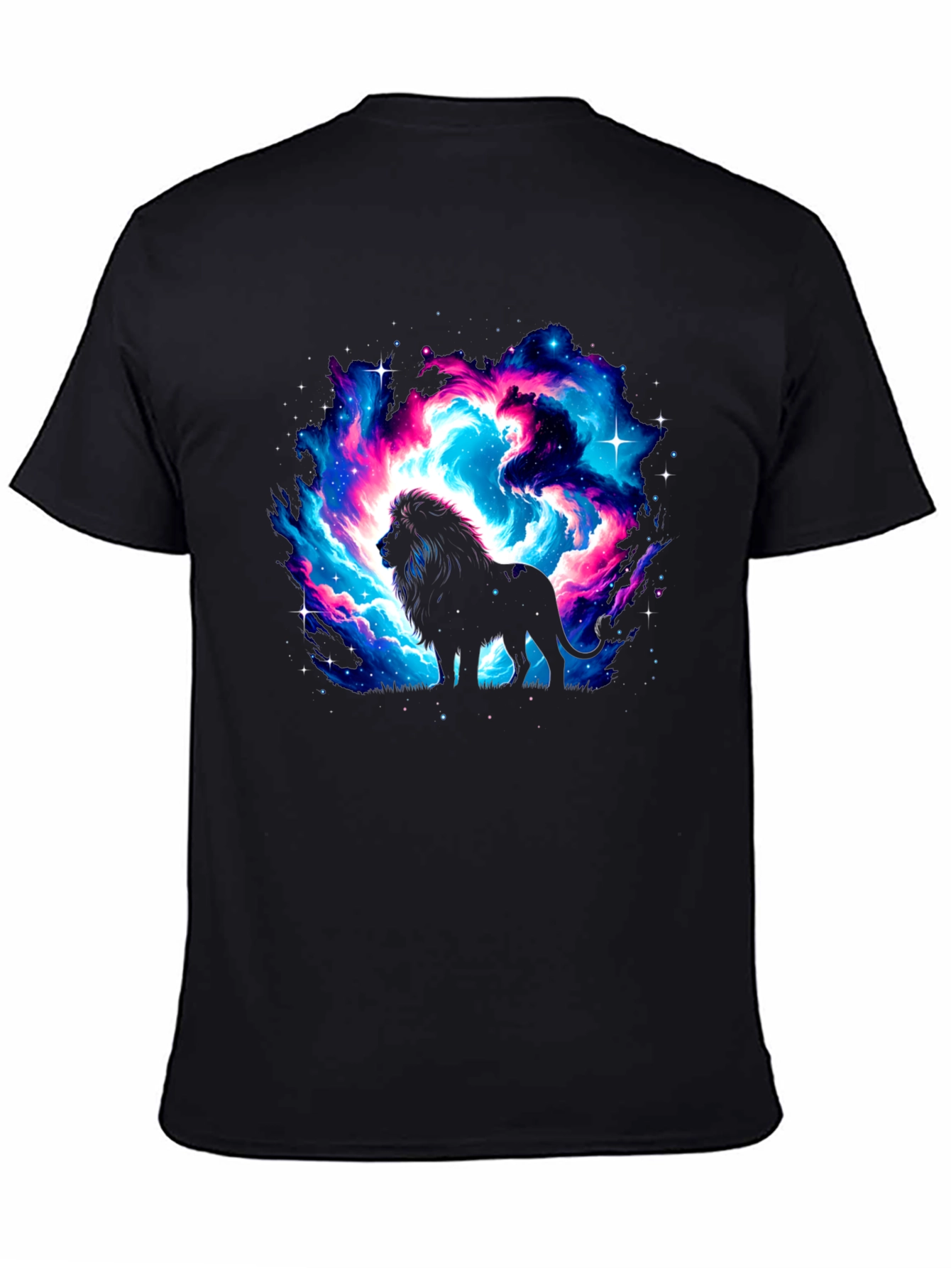 Galaxy Lion Graphic Black T-Shirt