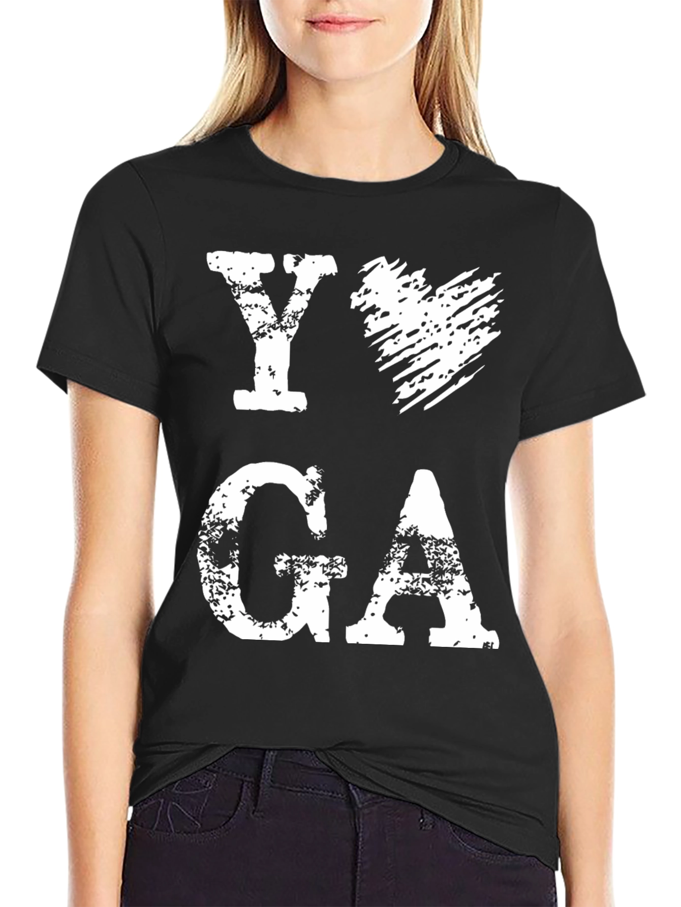 I Heart Yoga Graphic T-Shirt - Black