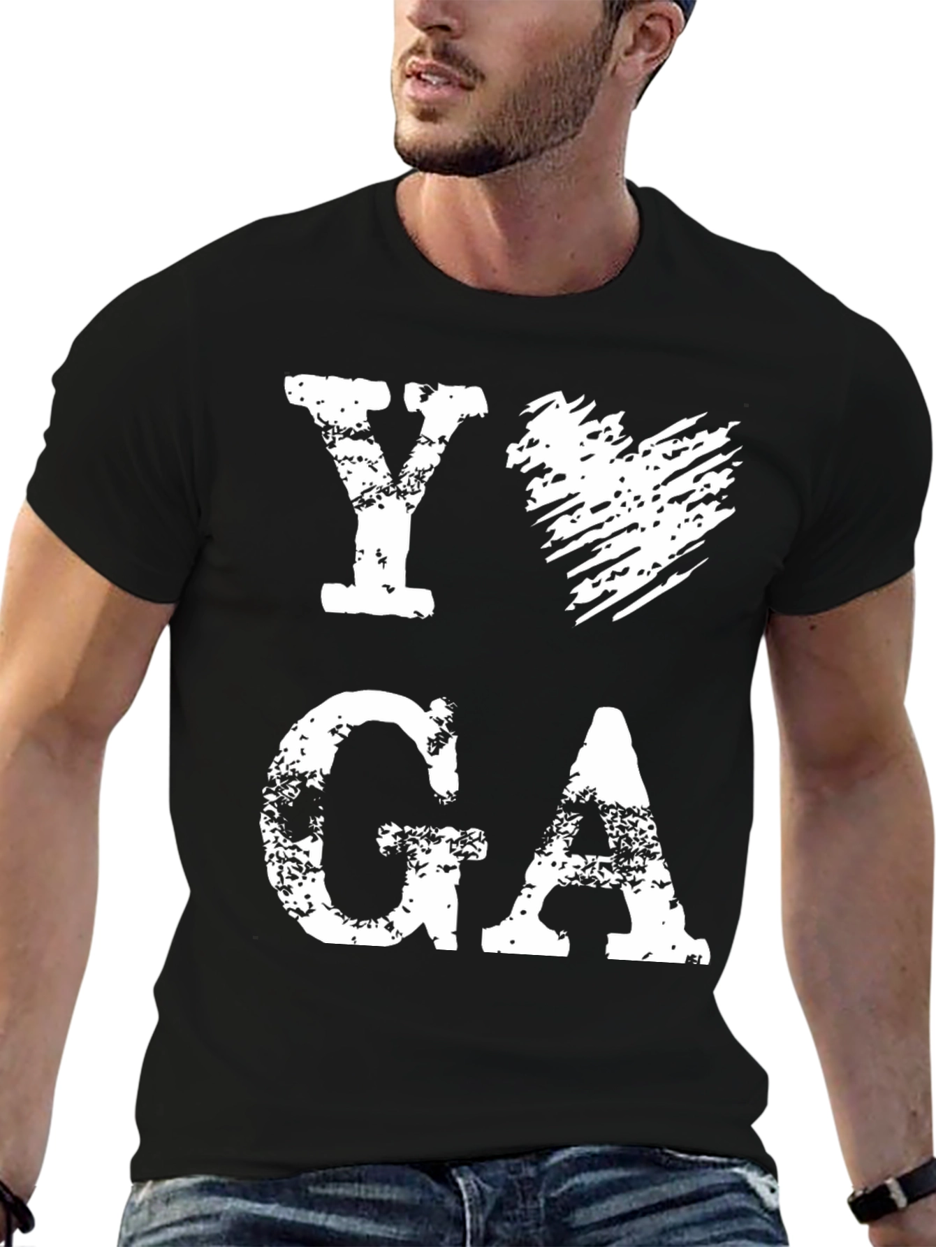 I Heart Yoga Graphic T-Shirt - Black