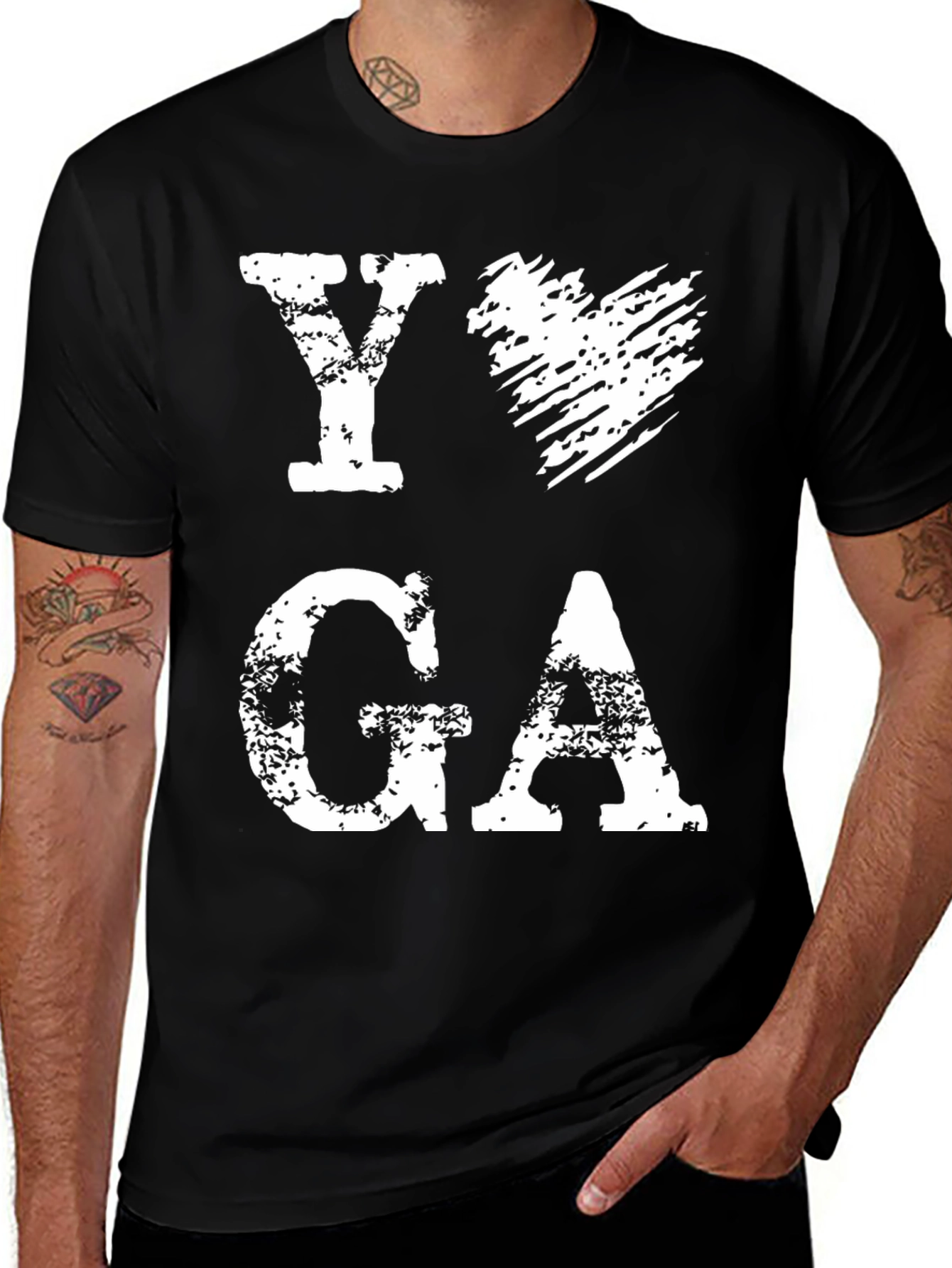 I Heart Yoga Graphic T-Shirt - Black