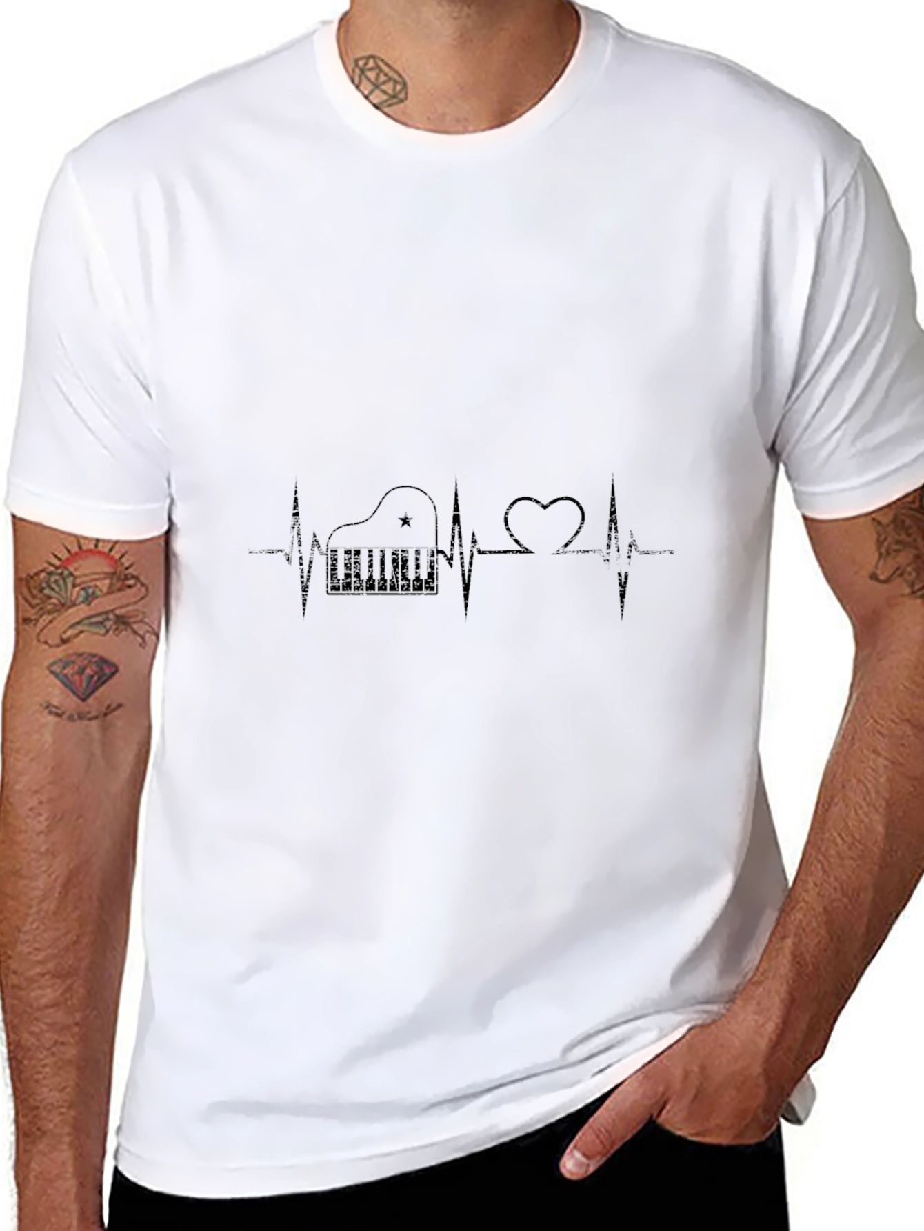 Piano Heartbeat T-Shirt - Music Lover Tee