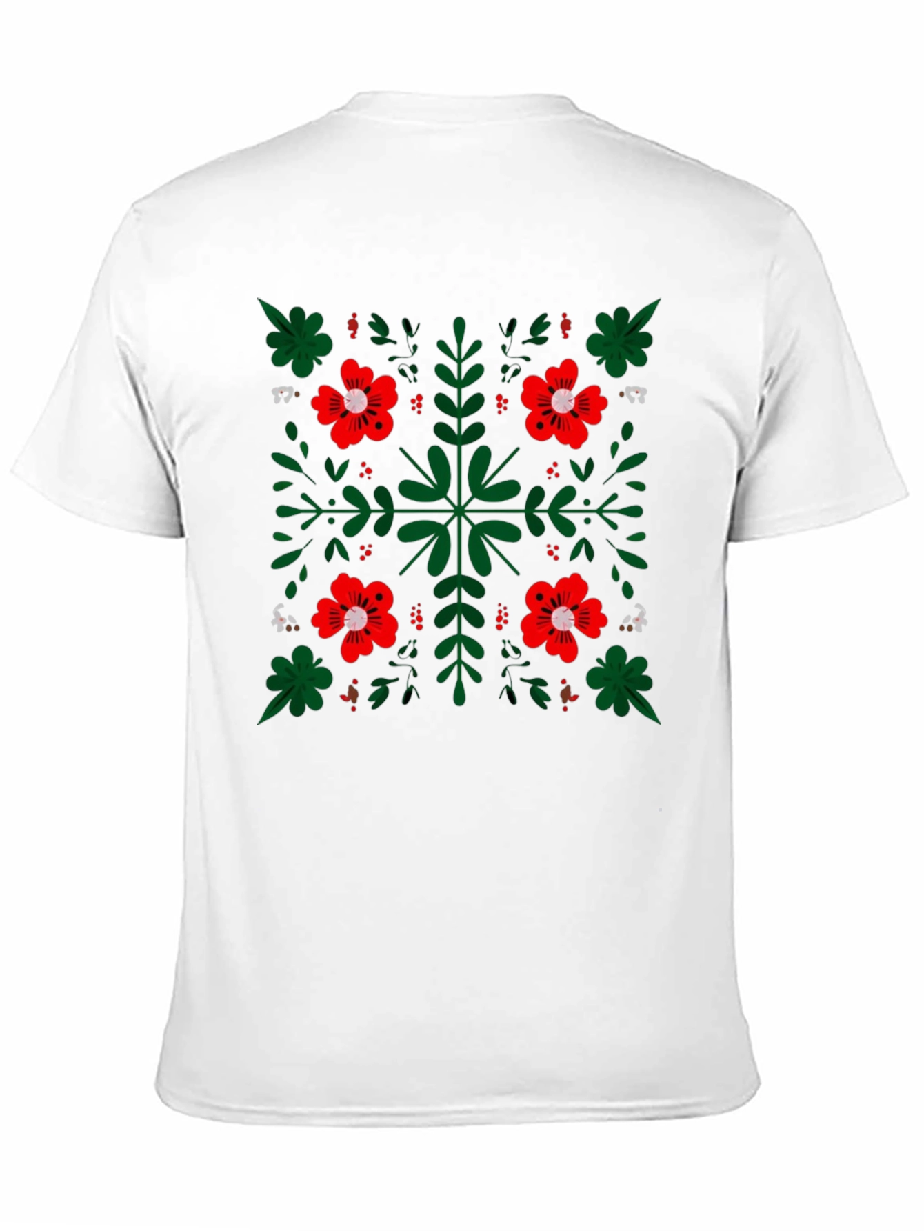 Floral Pattern Black Crew Neck T-Shirt
