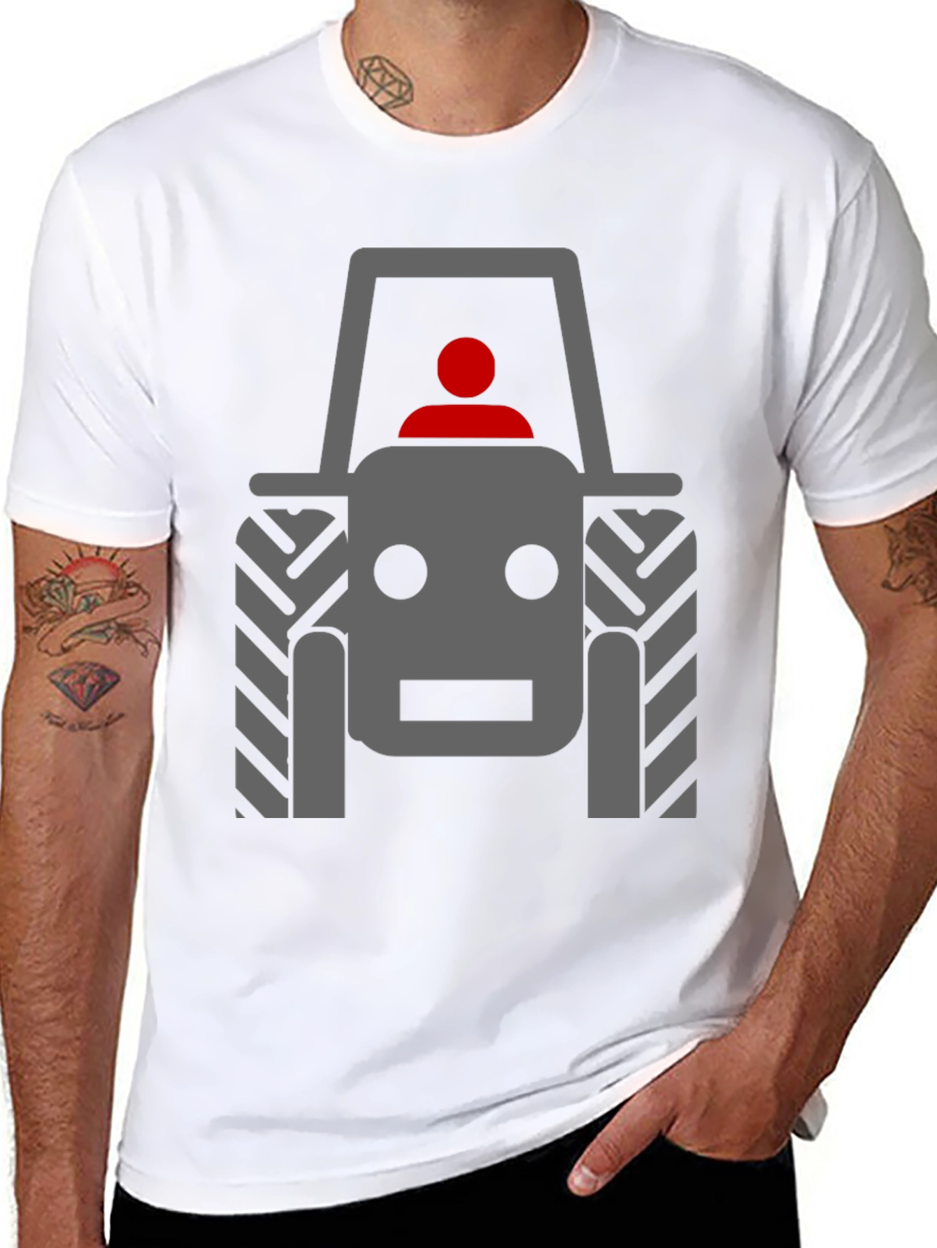 Tractor Graphic Tee - Black Cotton Comfort